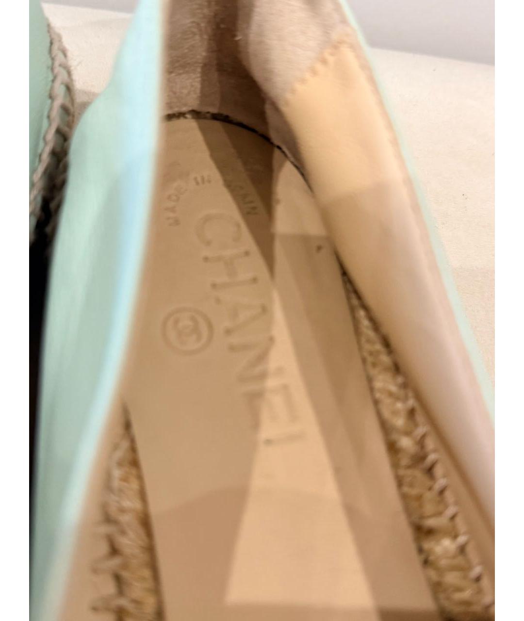 CHANEL Бирюзовые кожаные лоферы, фото 6