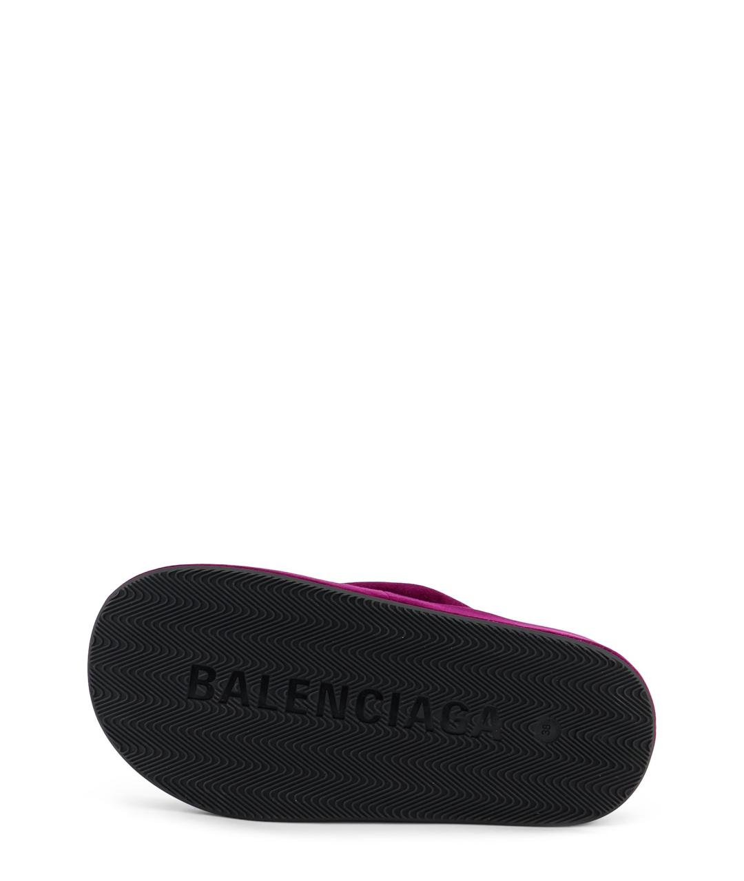 BALENCIAGA Фиолетовые текстильные шлепанцы, фото 4