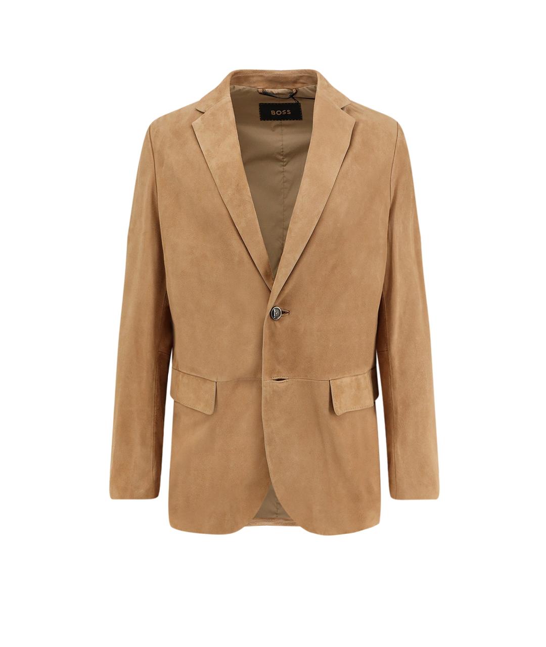 HUGO BOSS Бежевый замшевый пиджак, фото 1