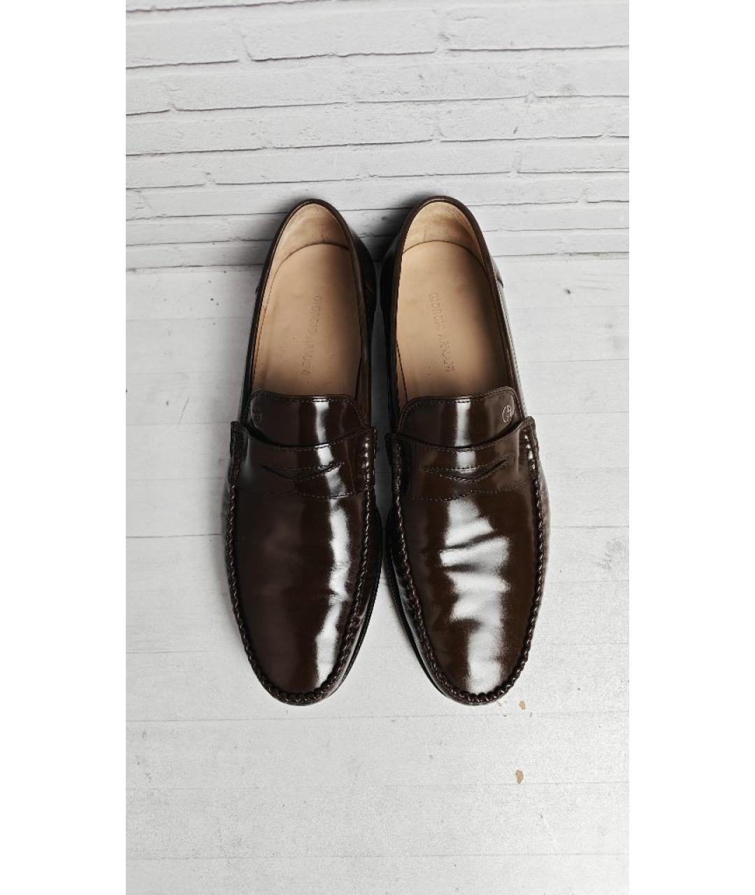GIORGIO ARMANI Коричневые кожаные лоферы, фото 4