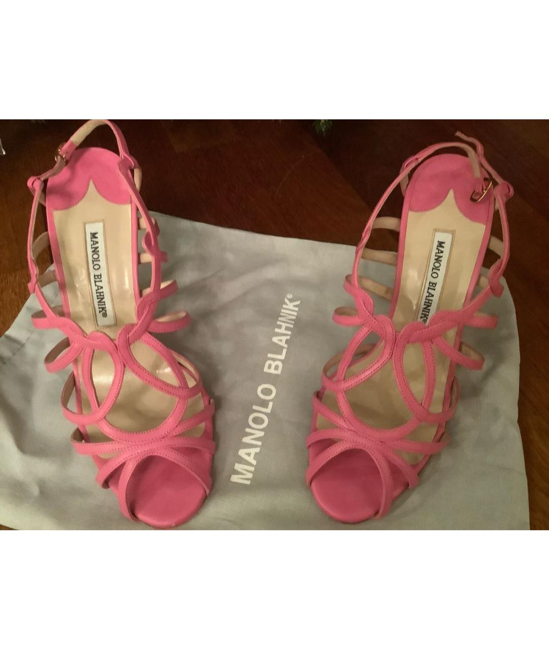 MANOLO BLAHNIK Розовые кожаные босоножки, фото 2