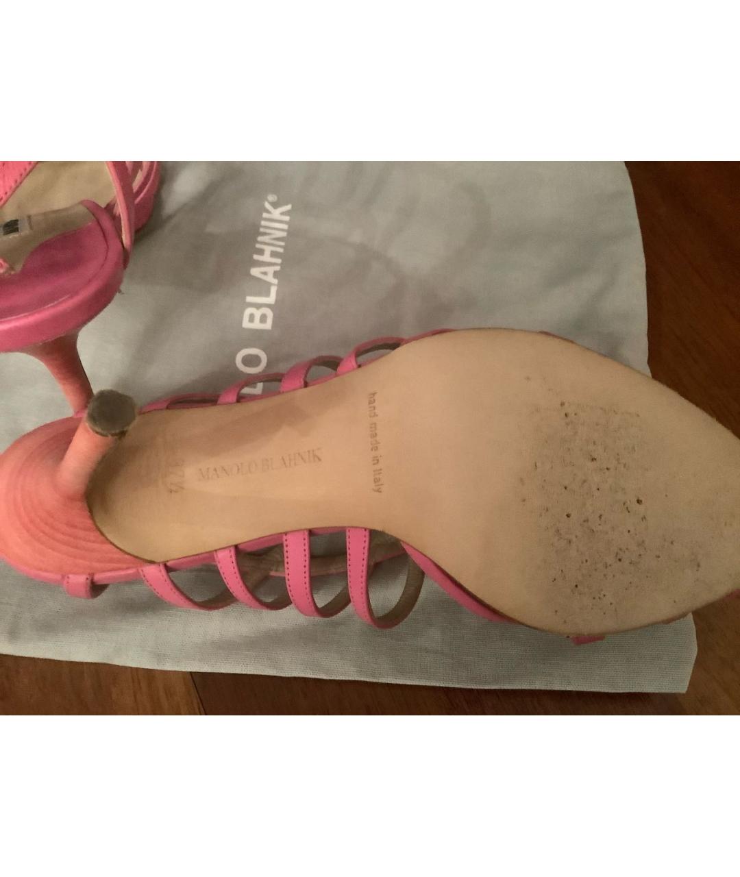 MANOLO BLAHNIK Розовые кожаные босоножки, фото 5