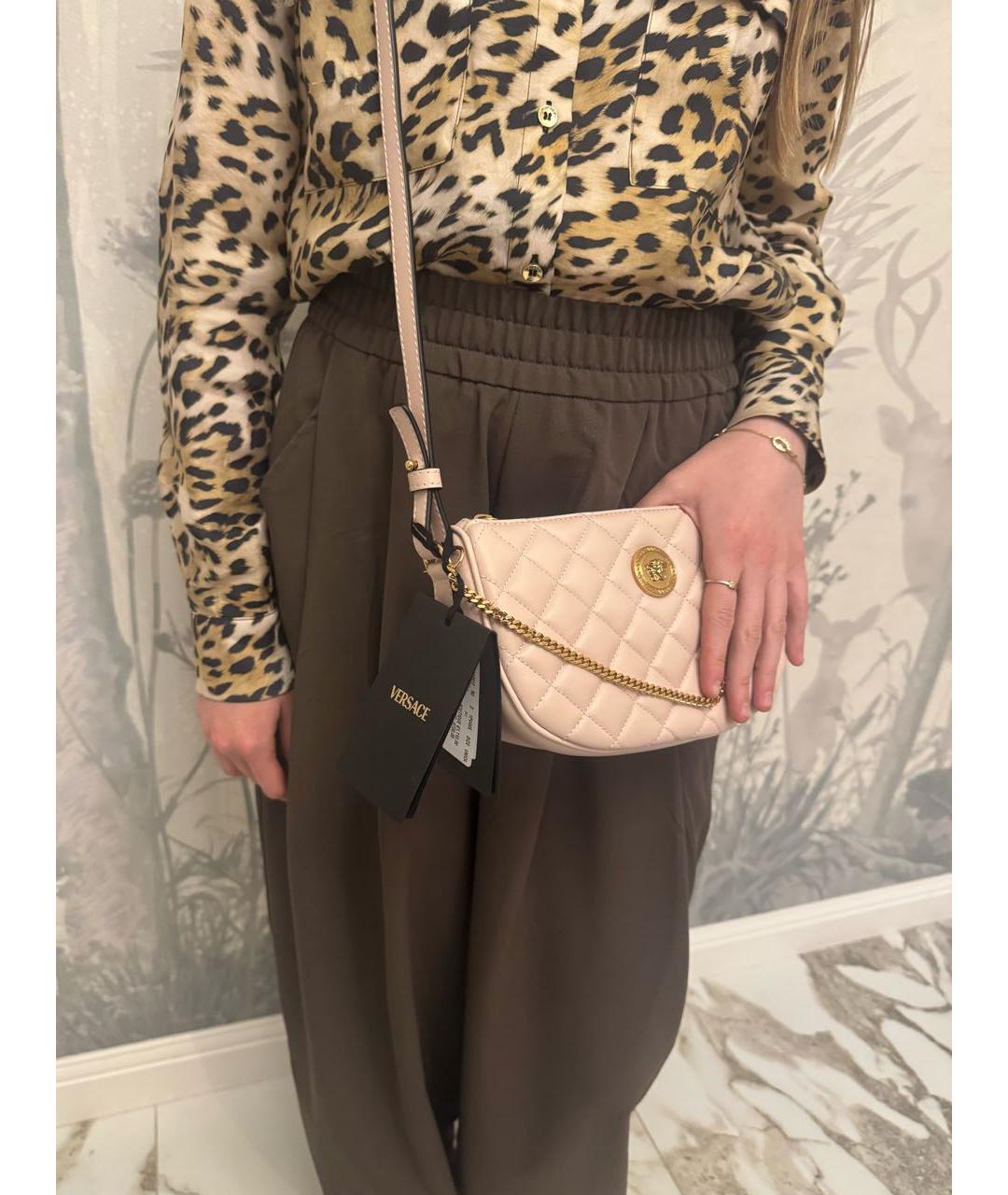 VERSACE Розовая кожаная сумка через плечо, фото 3