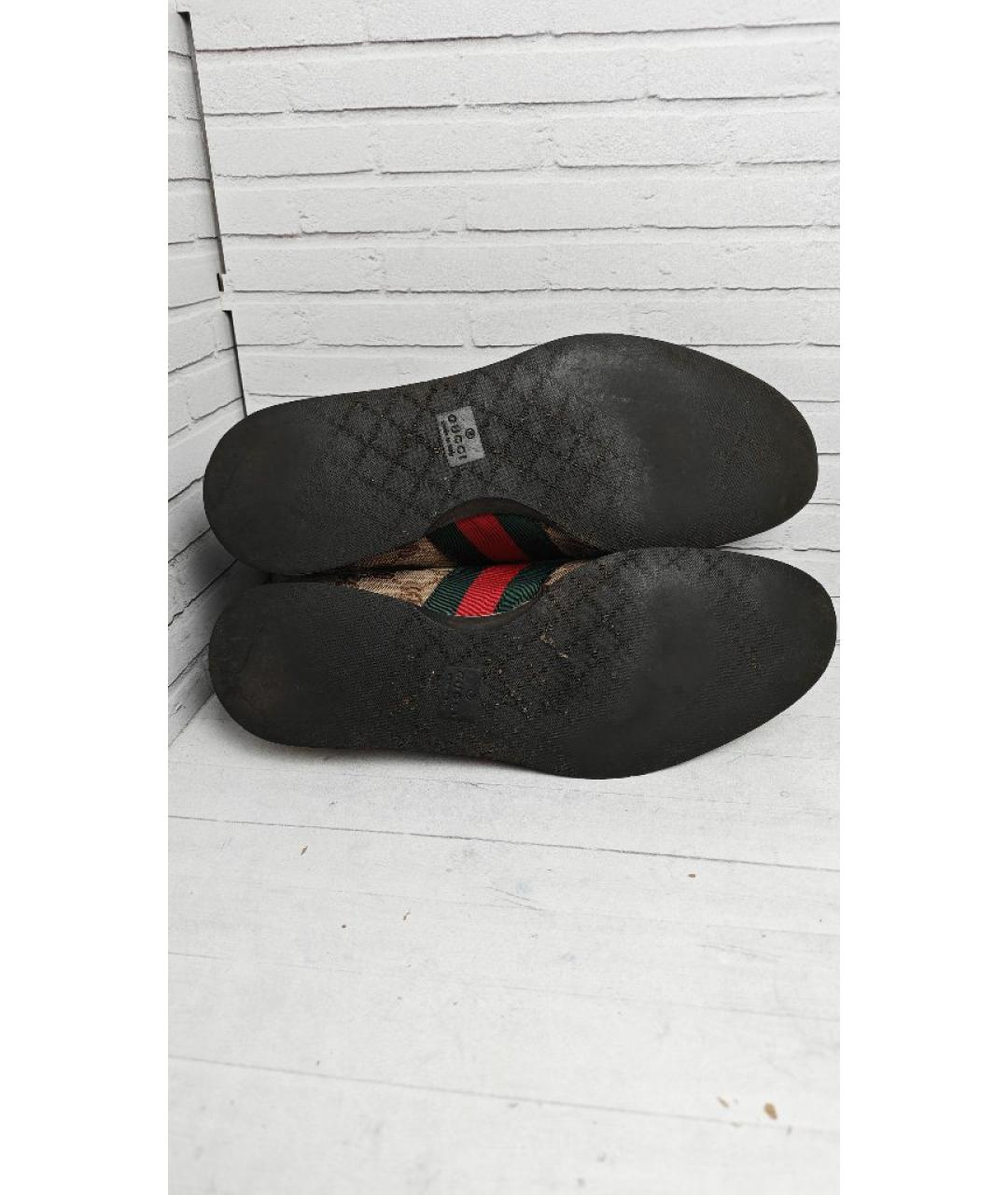 GUCCI Коричневые замшевые низкие кроссовки / кеды, фото 5