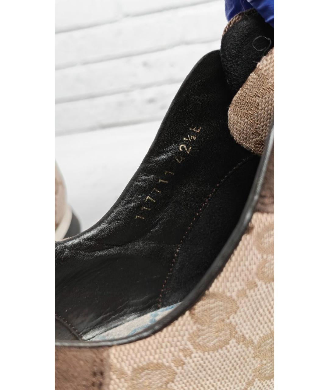 GUCCI Коричневые замшевые низкие кроссовки / кеды, фото 7