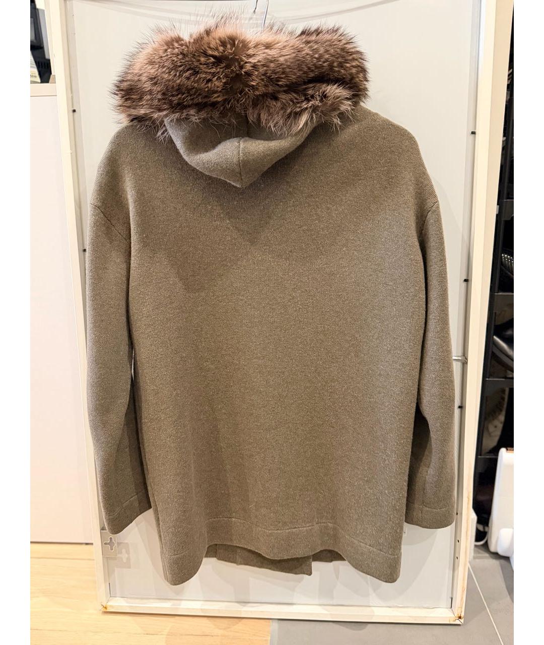 BRUNELLO CUCINELLI Хаки кашемировый кардиган, фото 2