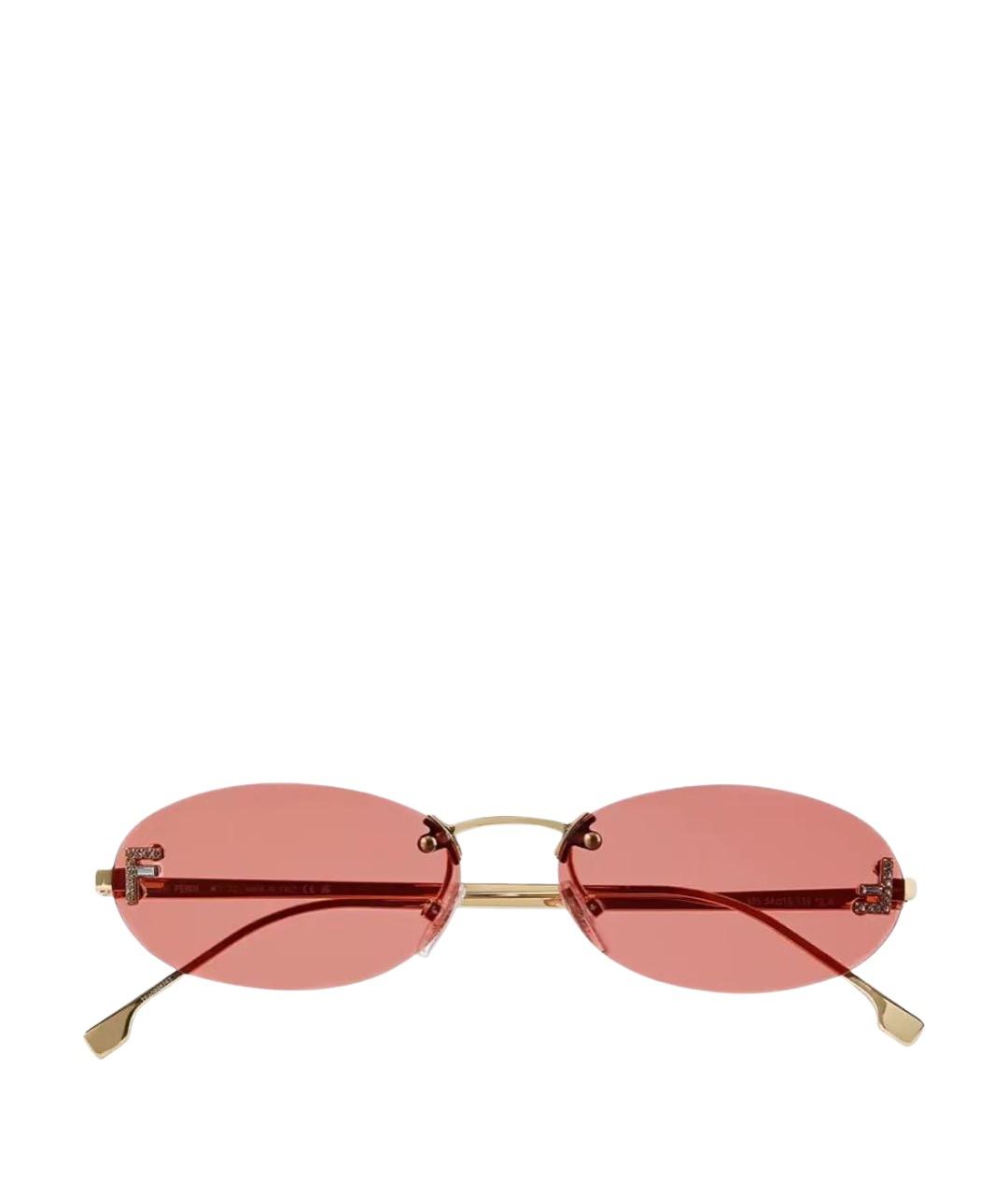 FENDI Золотые металлические солнцезащитные очки, фото 1