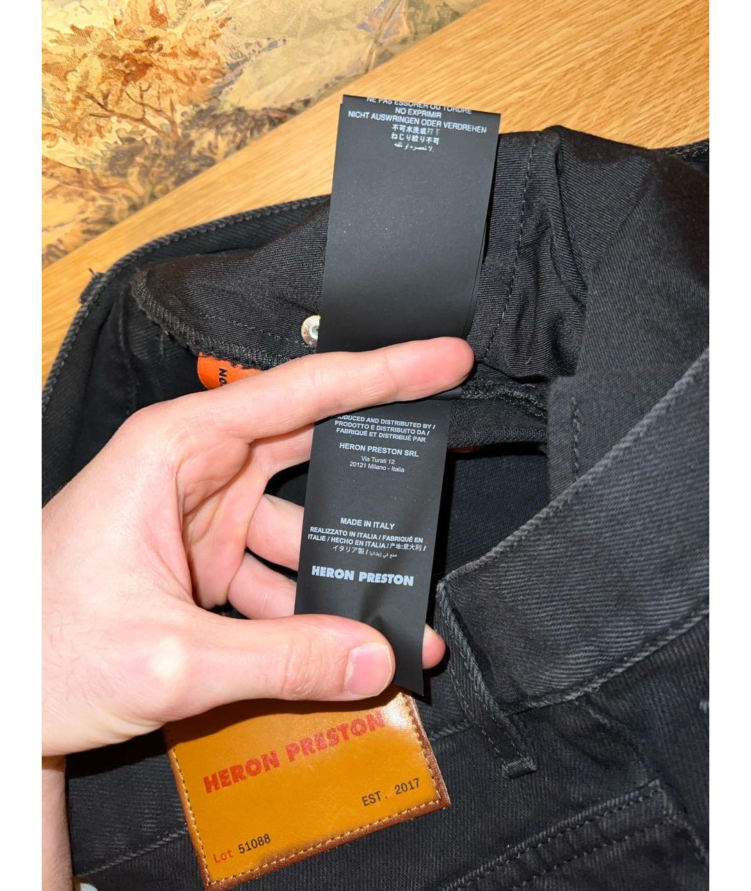 HERON PRESTON Черные хлопковые прямые джинсы, фото 8