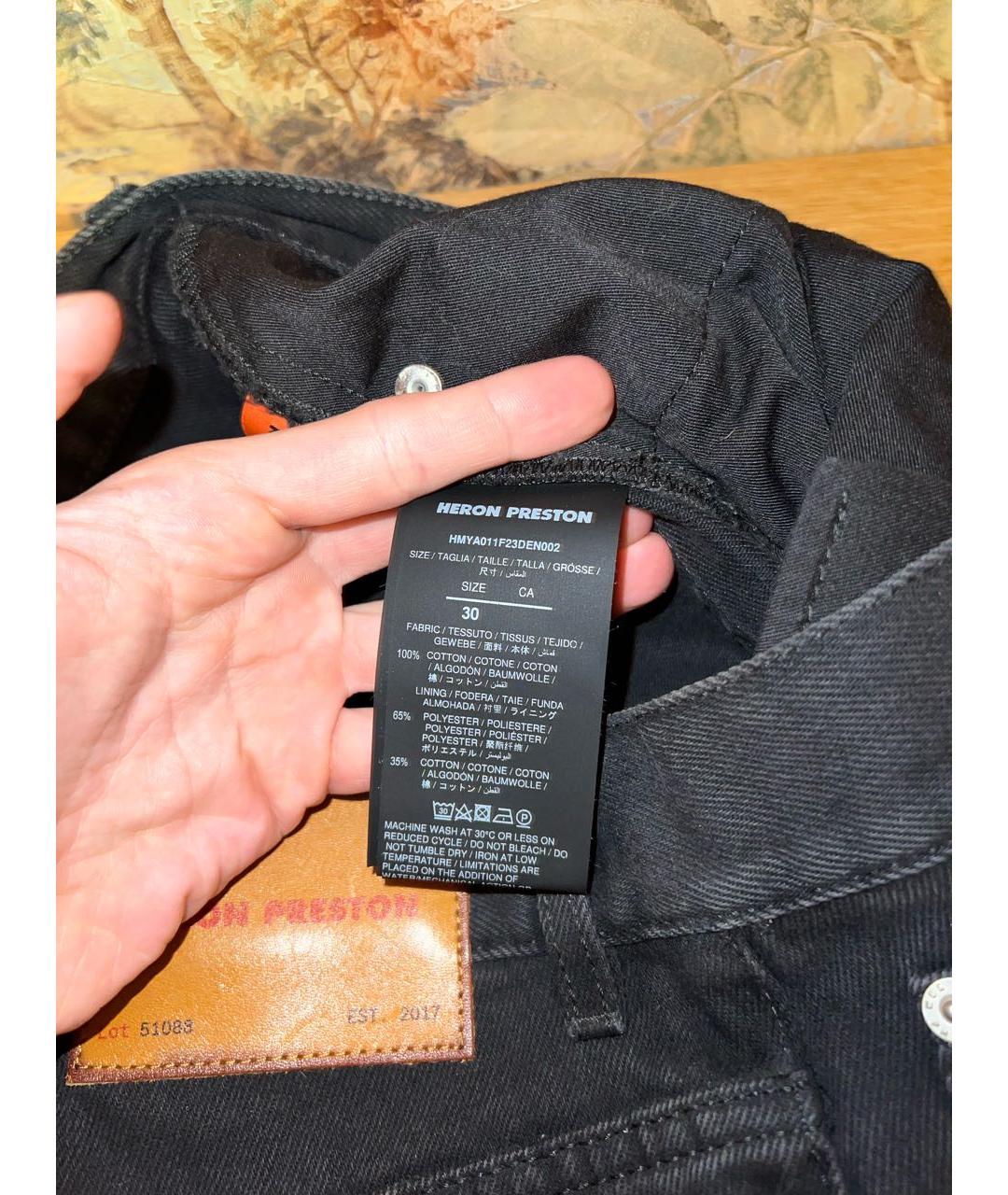 HERON PRESTON Черные хлопковые прямые джинсы, фото 7