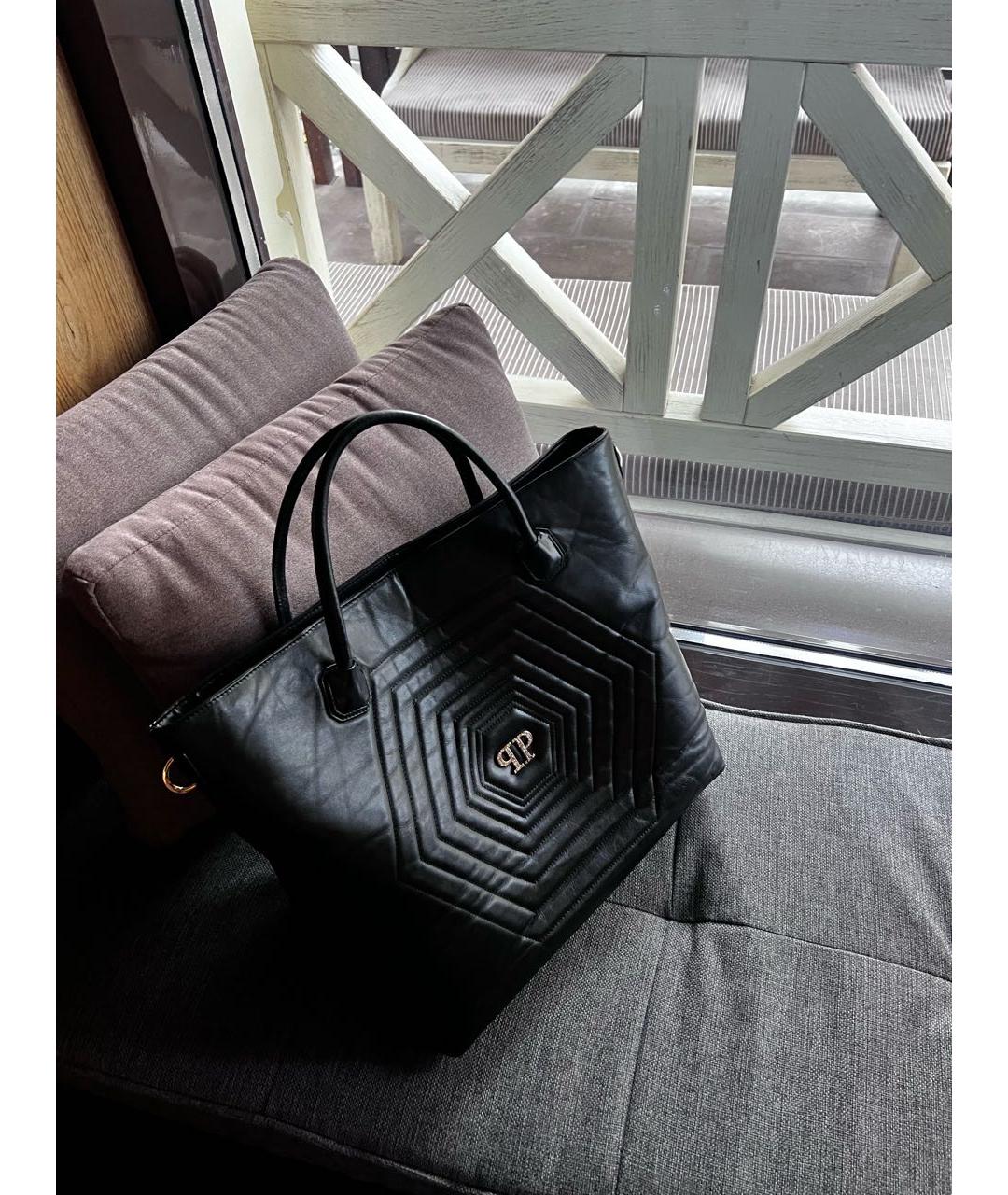 PHILIPP PLEIN Черная кожаная сумка с короткими ручками, фото 5