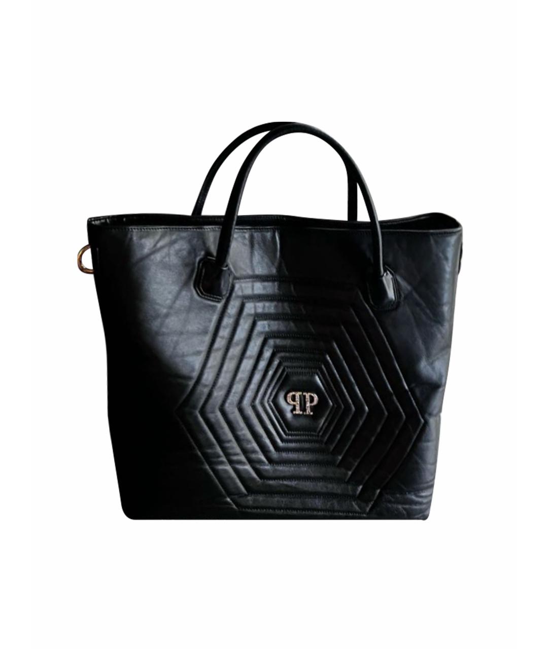 PHILIPP PLEIN Черная кожаная сумка с короткими ручками, фото 1