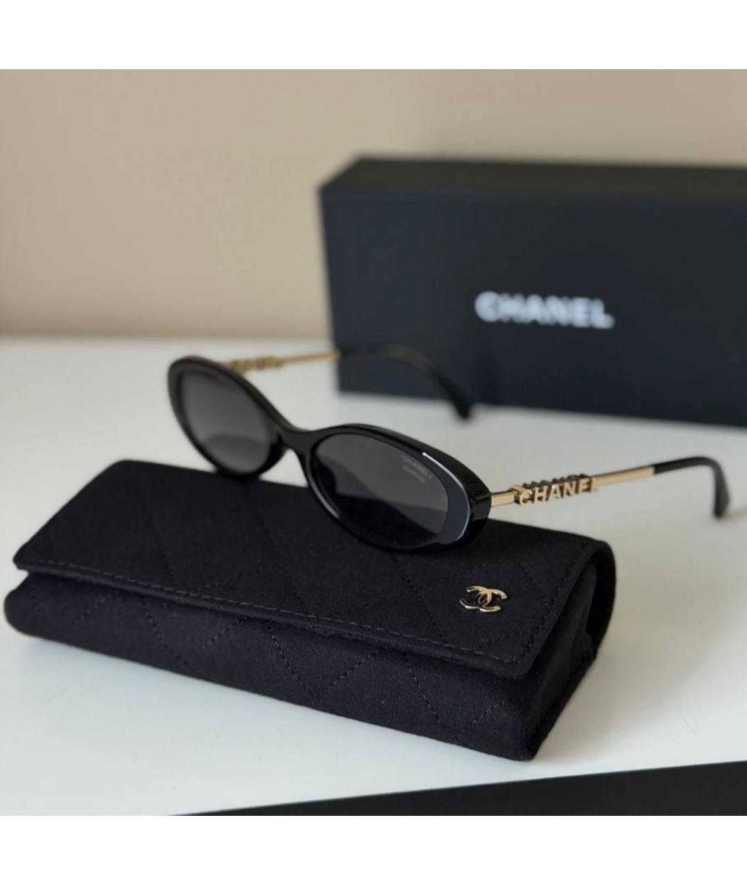 CHANEL Черные пластиковые солнцезащитные очки, фото 2