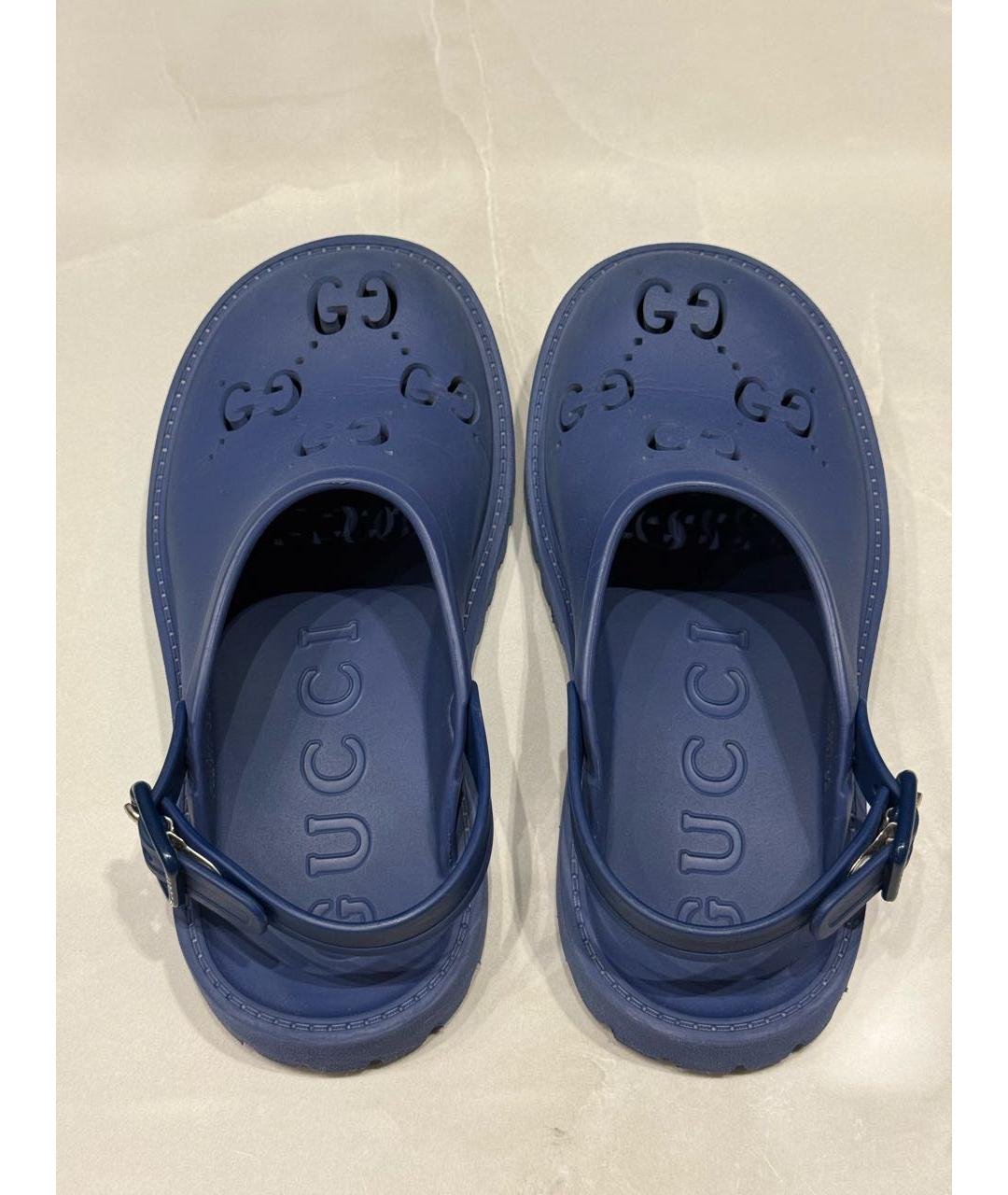 GUCCI Синие резиновые сандалии и шлепанцы, фото 3