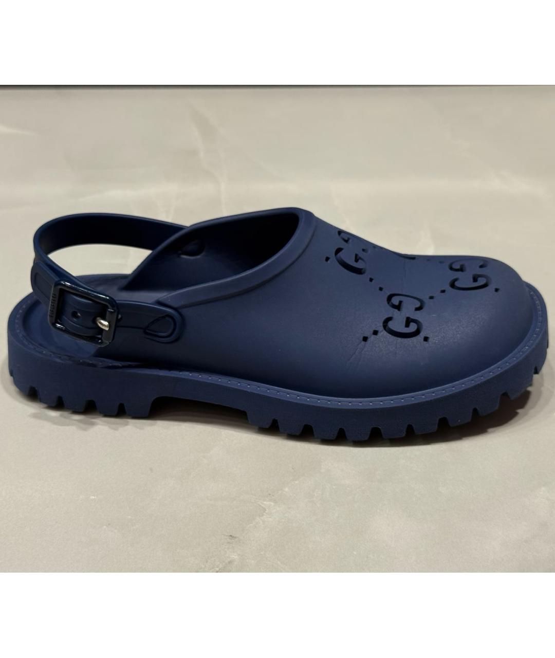 GUCCI Синие резиновые сандалии и шлепанцы, фото 9