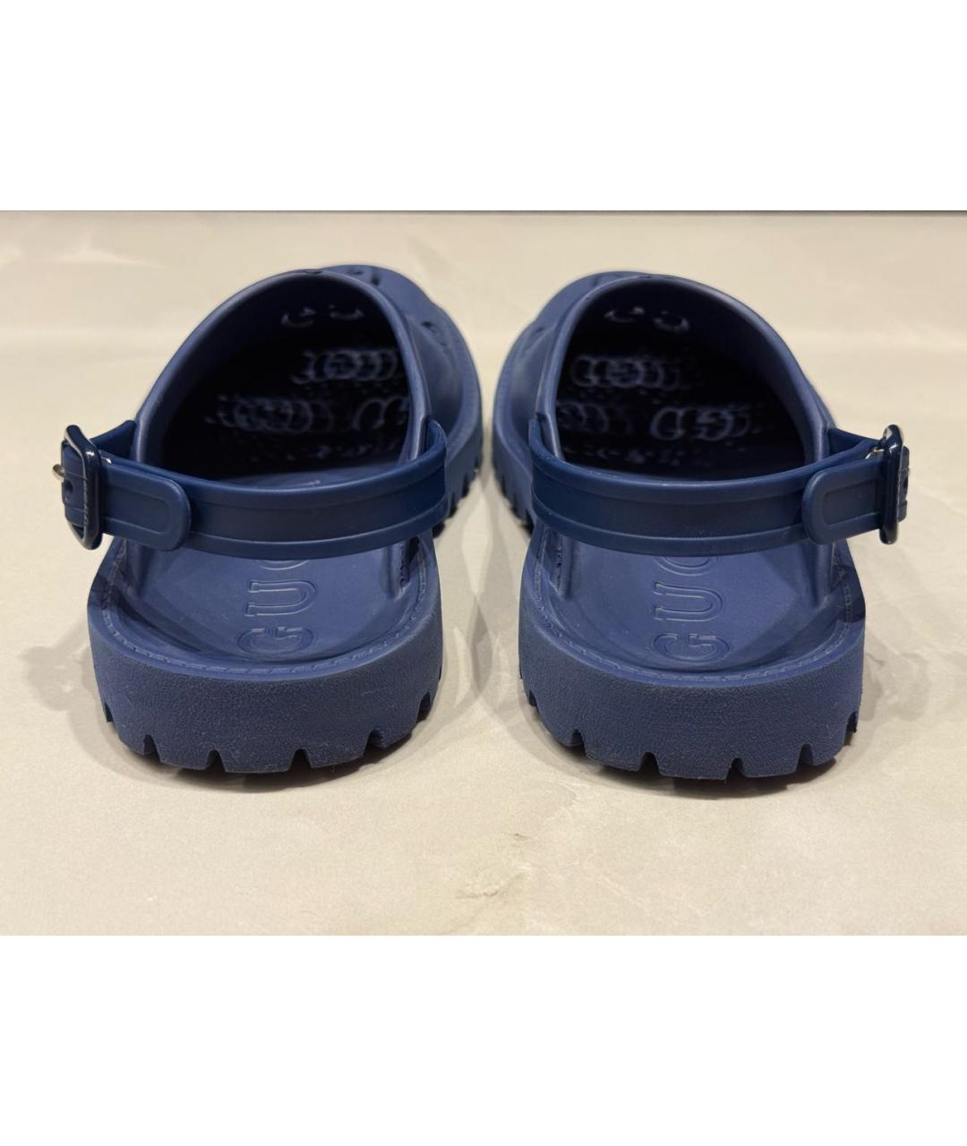 GUCCI Синие резиновые сандалии и шлепанцы, фото 4
