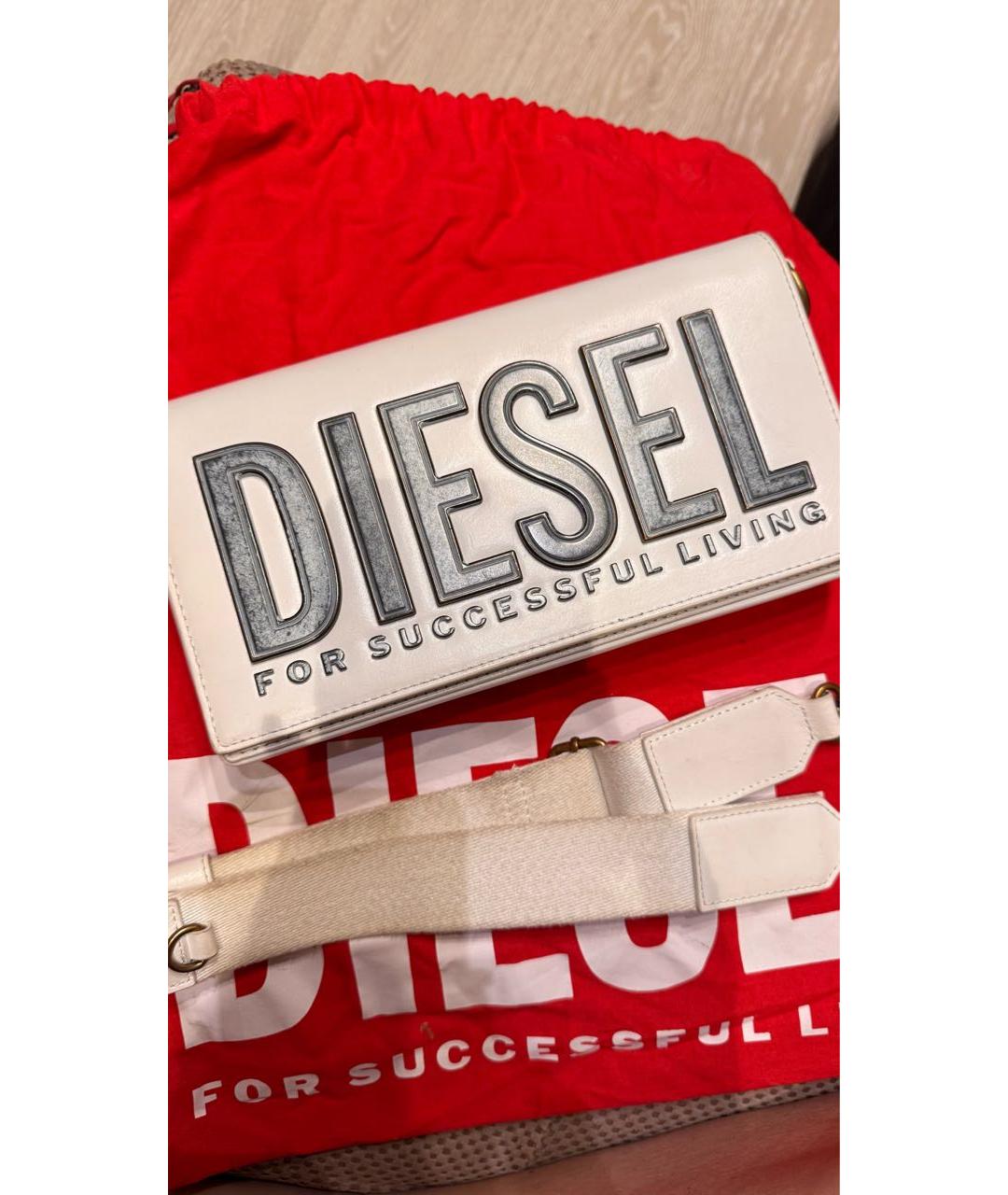 DIESEL Белая кожаная сумка через плечо, фото 7
