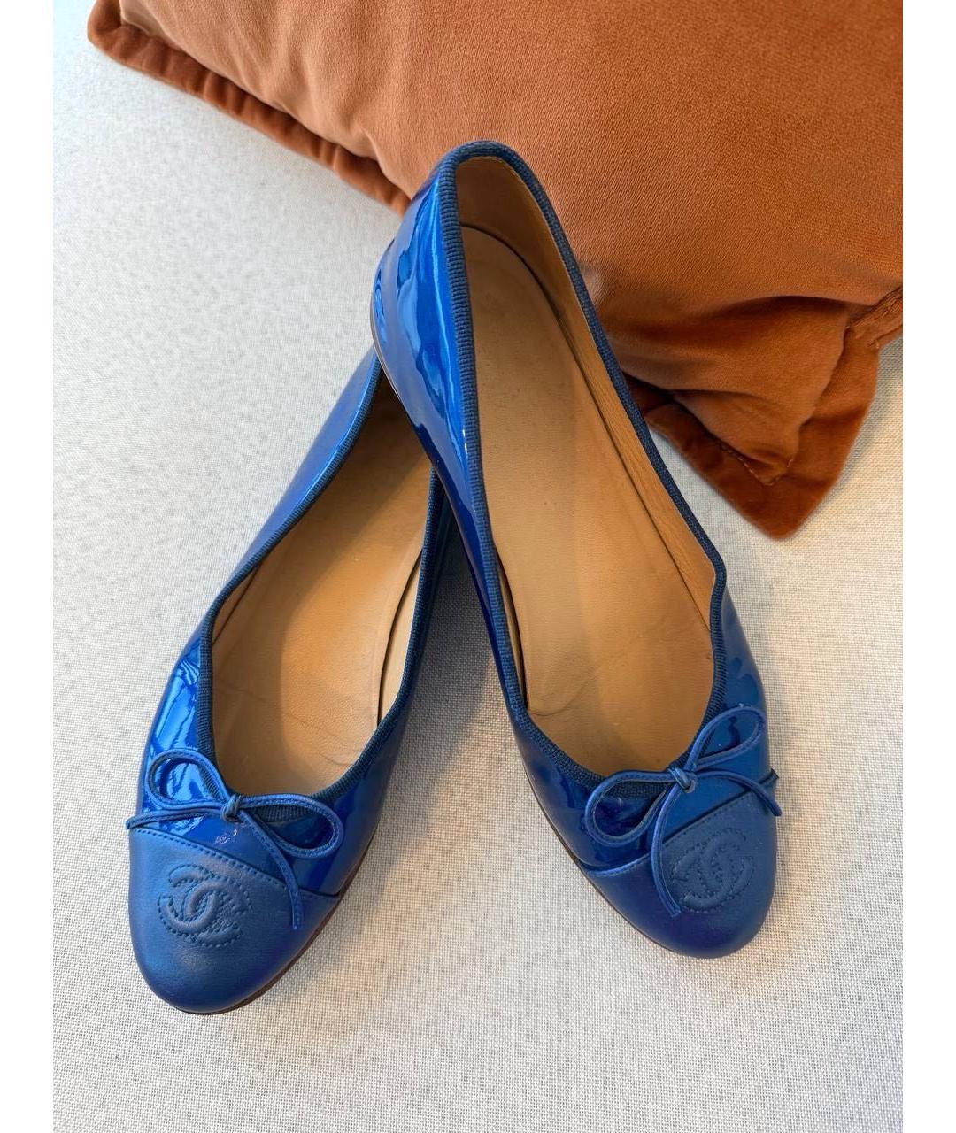 CHANEL Синие кожаные балетки, фото 6