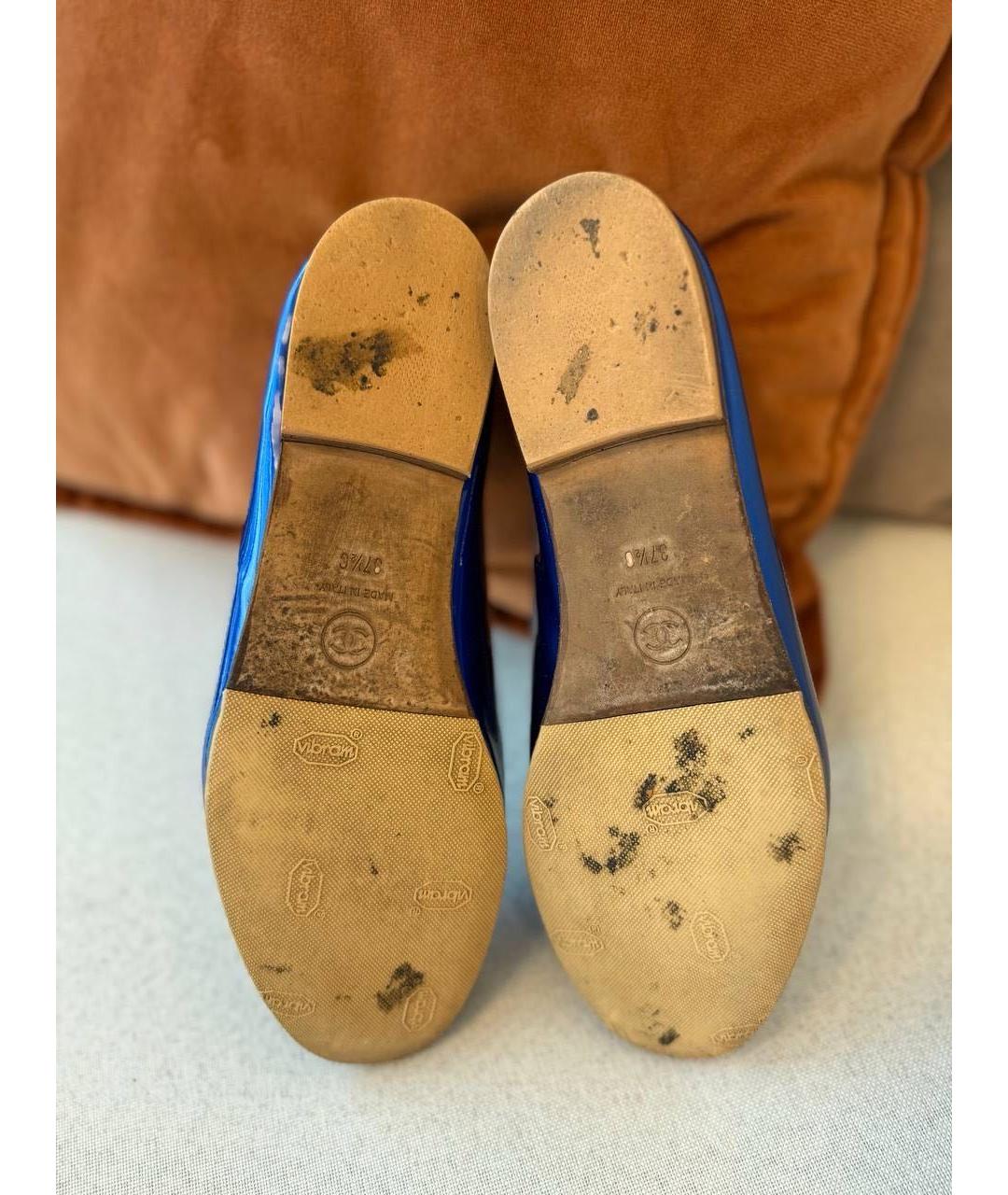 CHANEL Синие кожаные балетки, фото 5