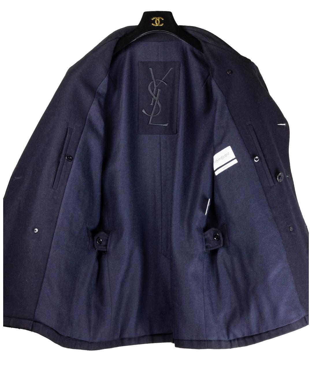 SAINT LAURENT Черное шерстяное пальто, фото 3