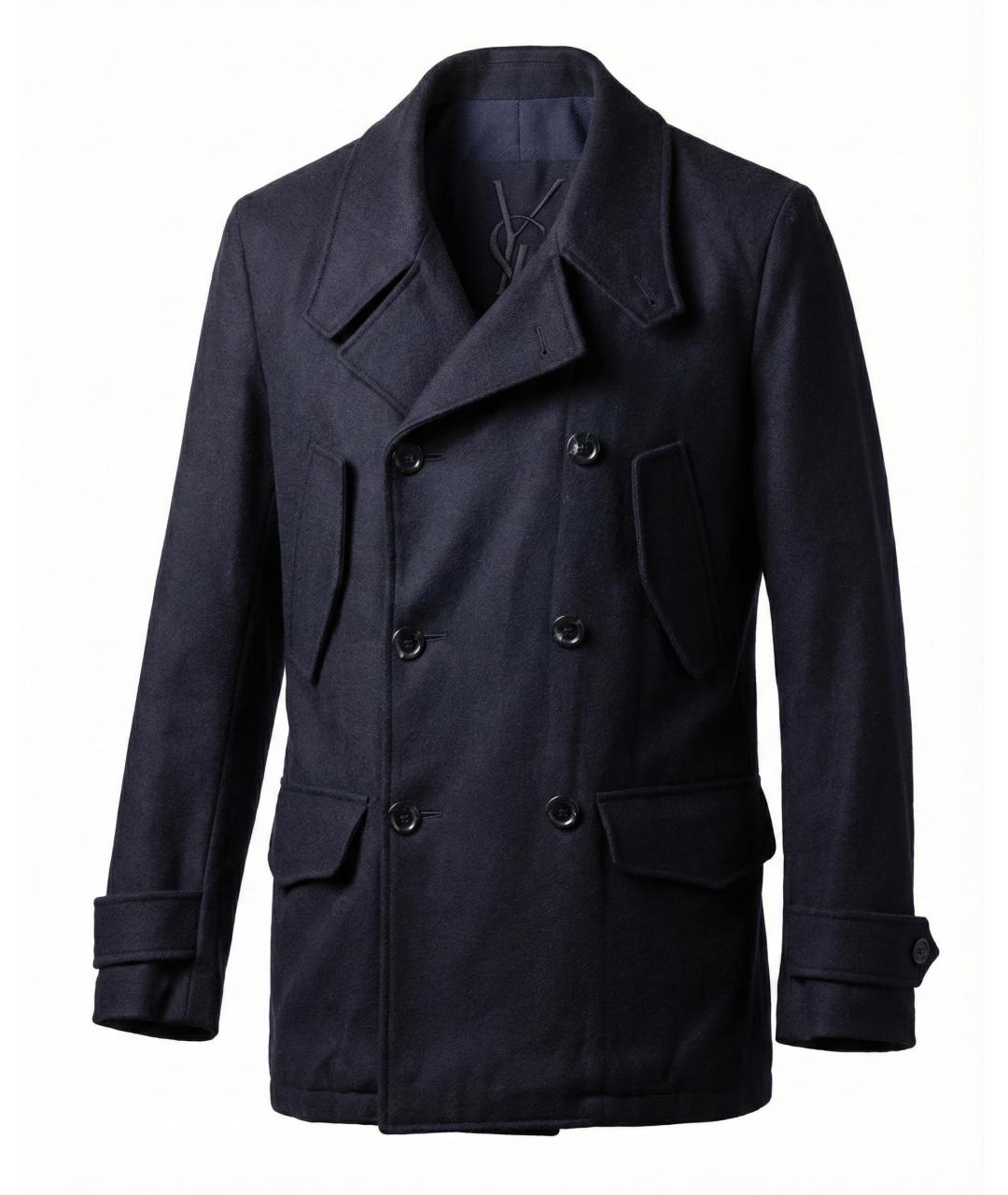 SAINT LAURENT Черное шерстяное пальто, фото 6