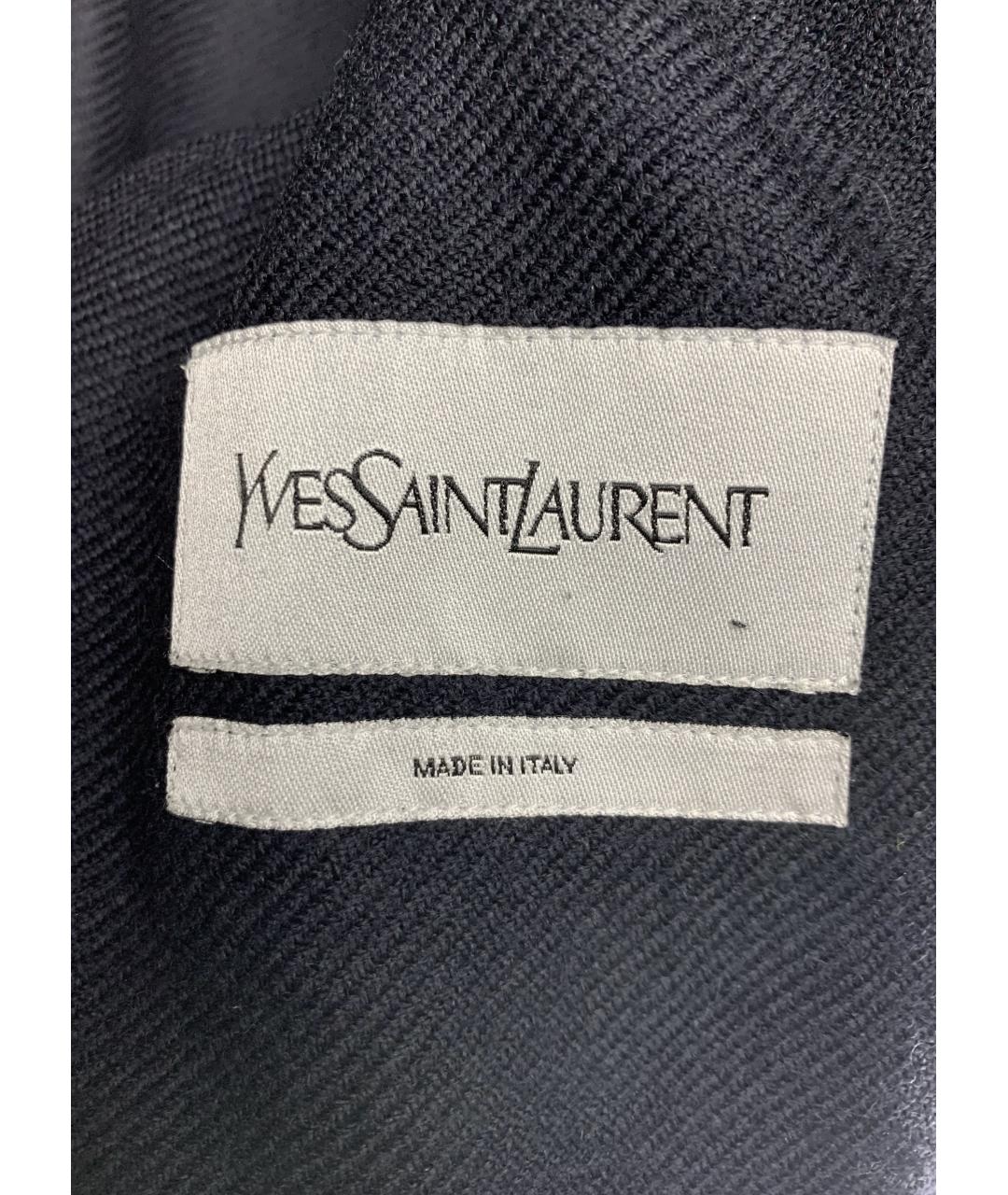 SAINT LAURENT Черное шерстяное пальто, фото 4