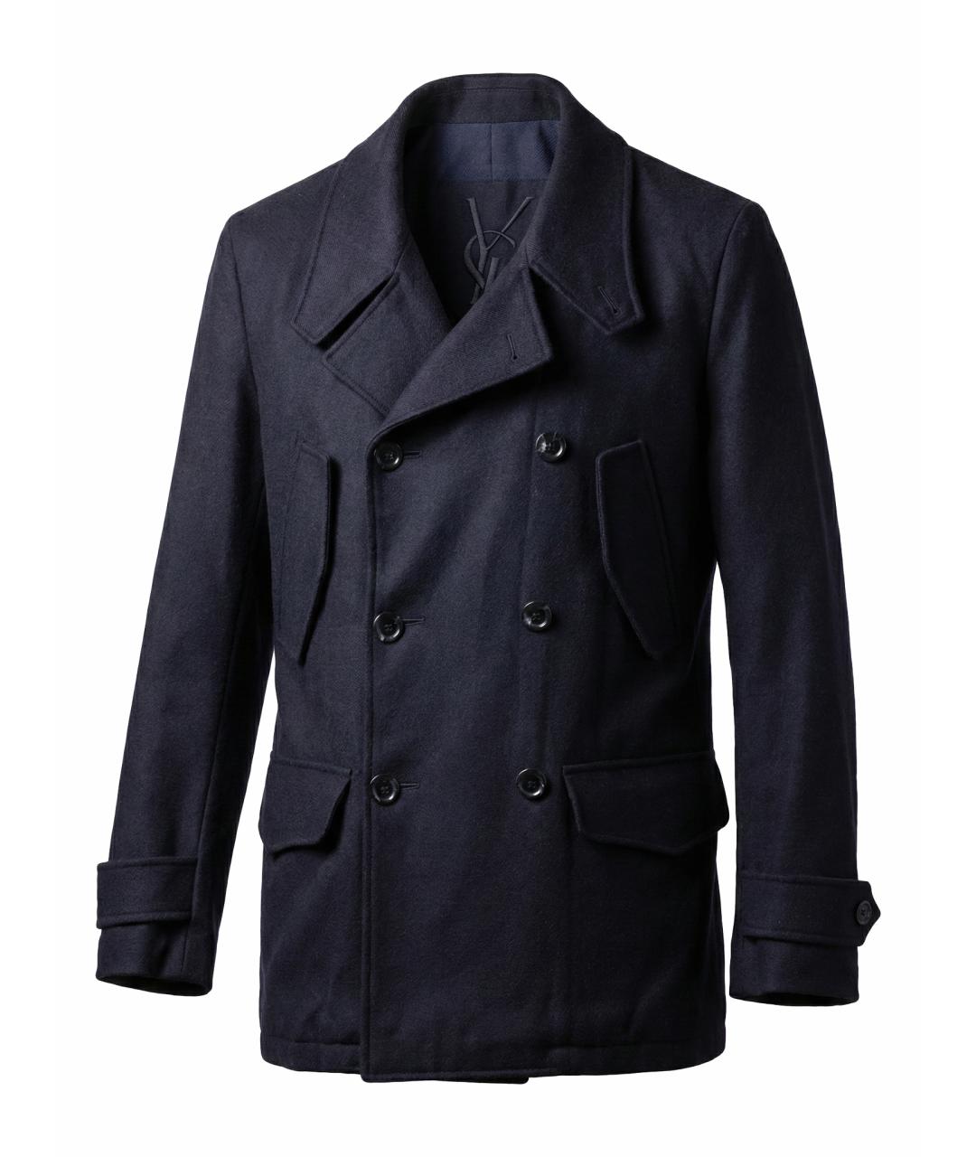 SAINT LAURENT Черное шерстяное пальто, фото 1