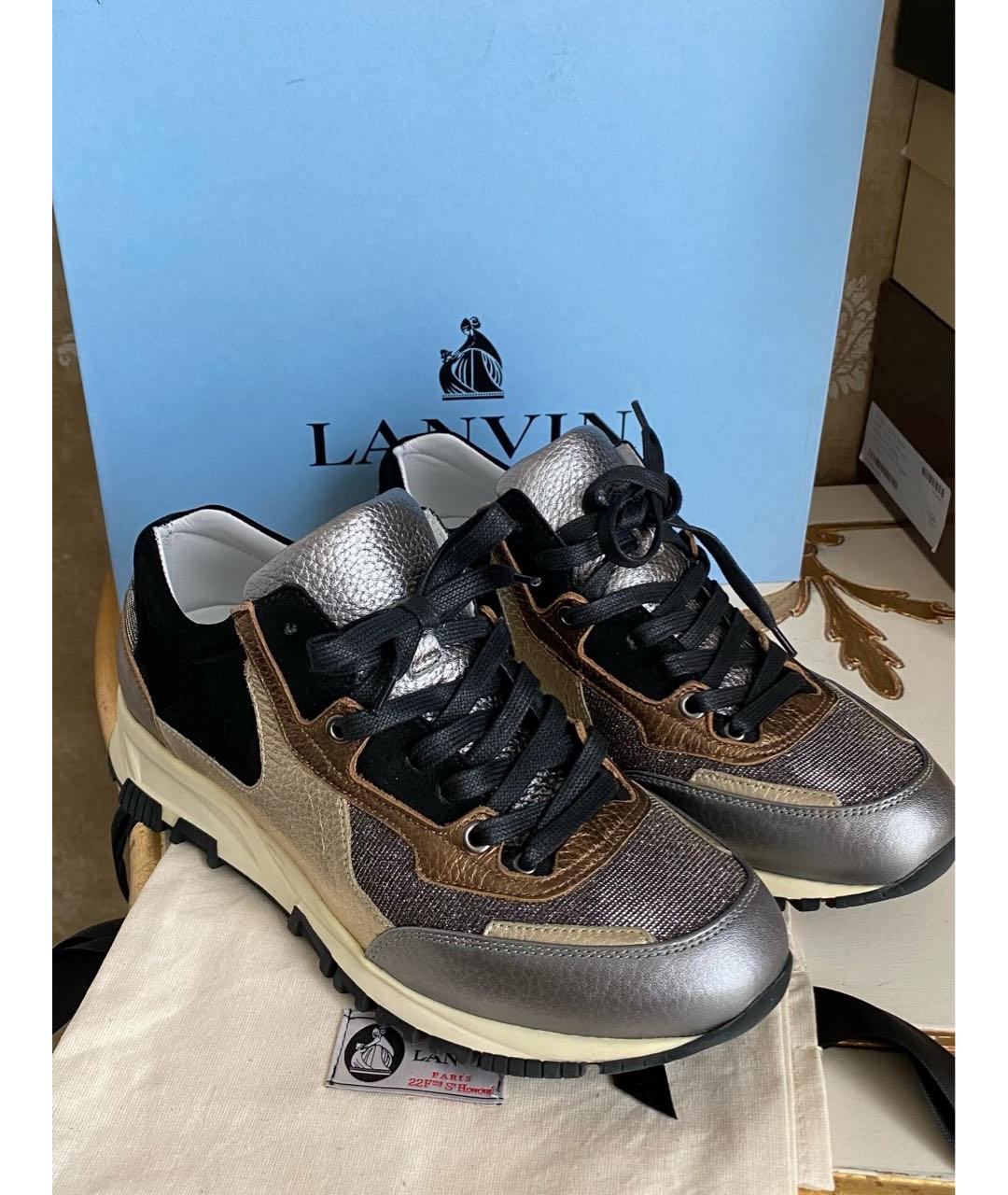 LANVIN Черные кожаные кроссовки, фото 2
