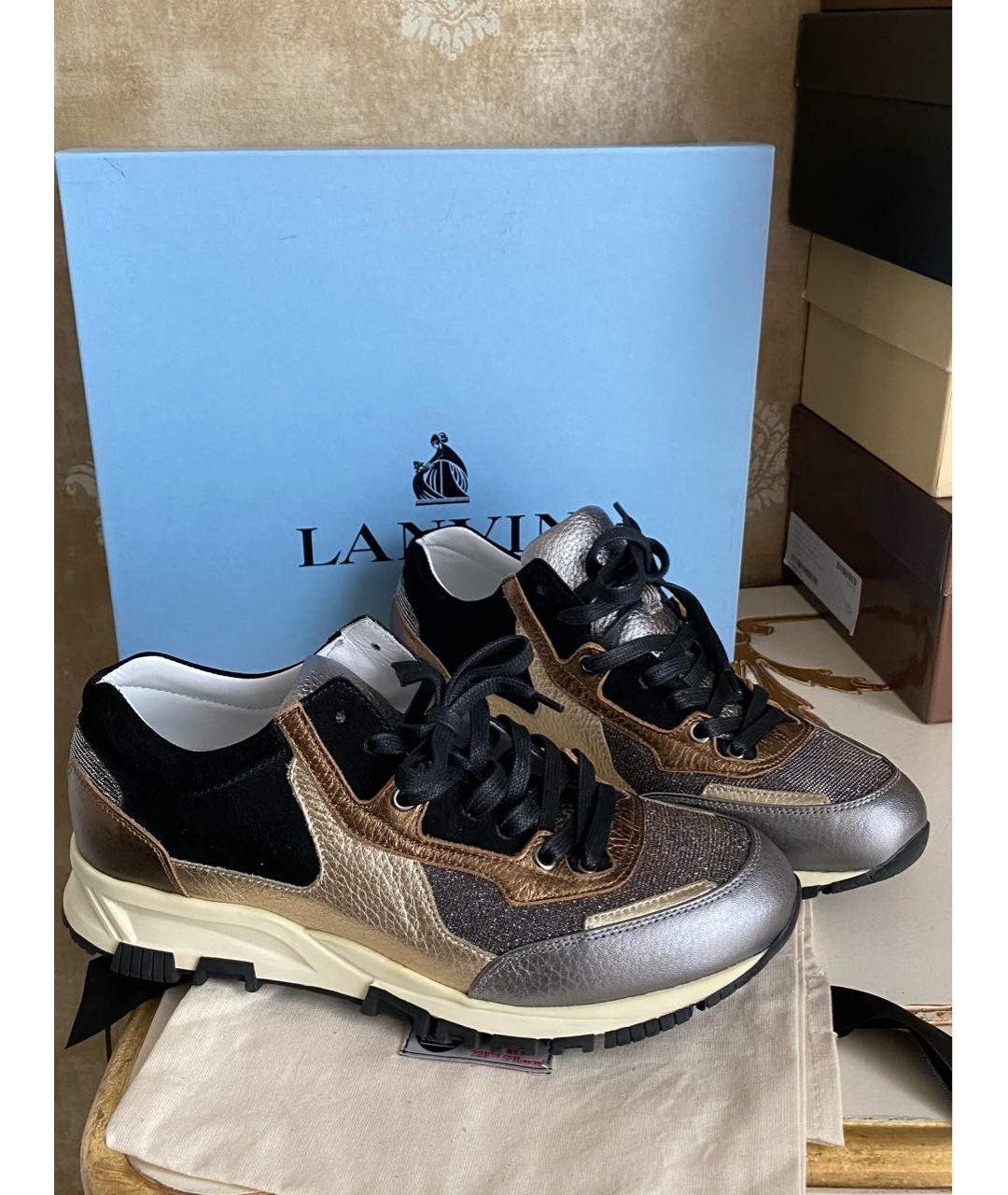 LANVIN Черные кожаные кроссовки, фото 6