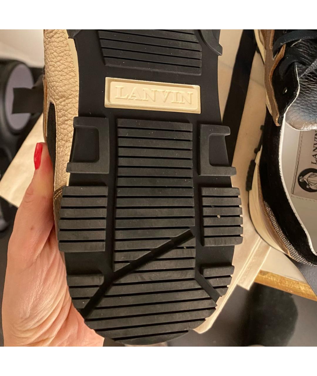 LANVIN Черные кожаные кроссовки, фото 5