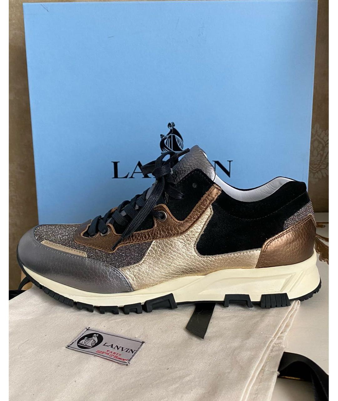 LANVIN Черные кожаные кроссовки, фото 7
