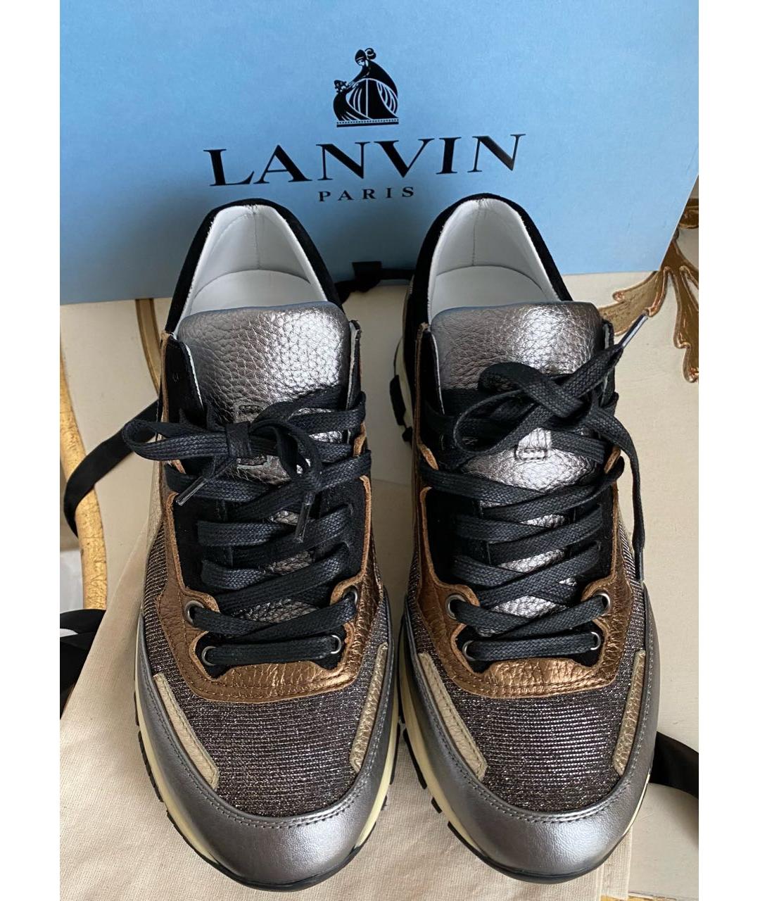 LANVIN Черные кожаные кроссовки, фото 3