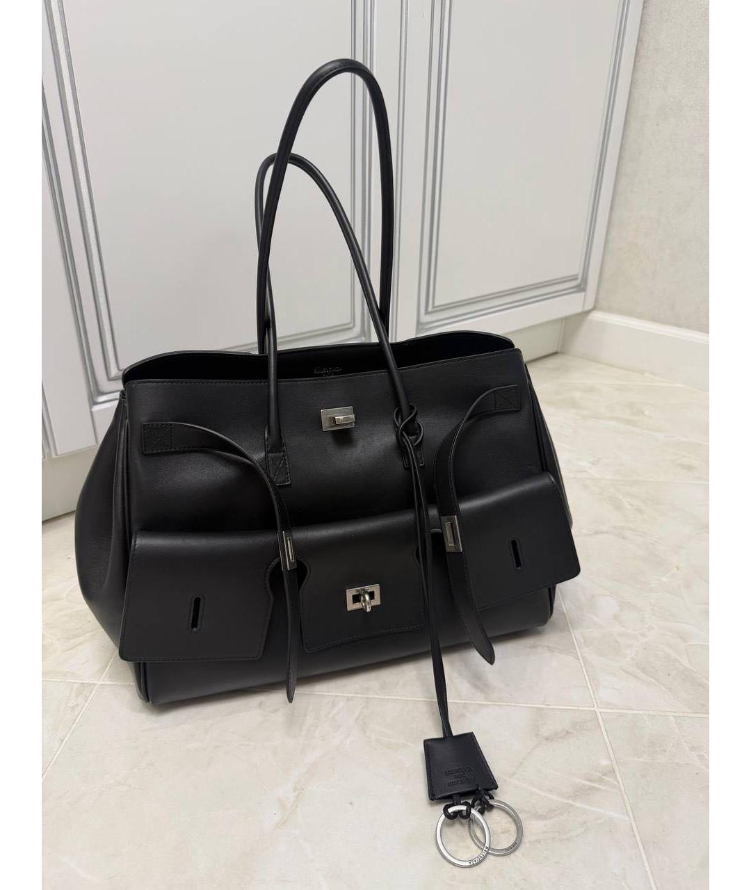 BALENCIAGA Черная кожаная сумка через плечо, фото 5