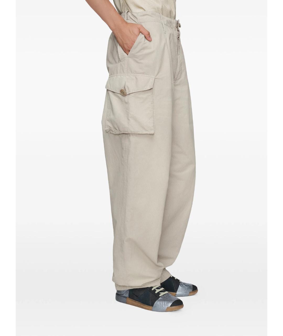 MAISON MARGIELA Бежевые хлопковые повседневные брюки, фото 4
