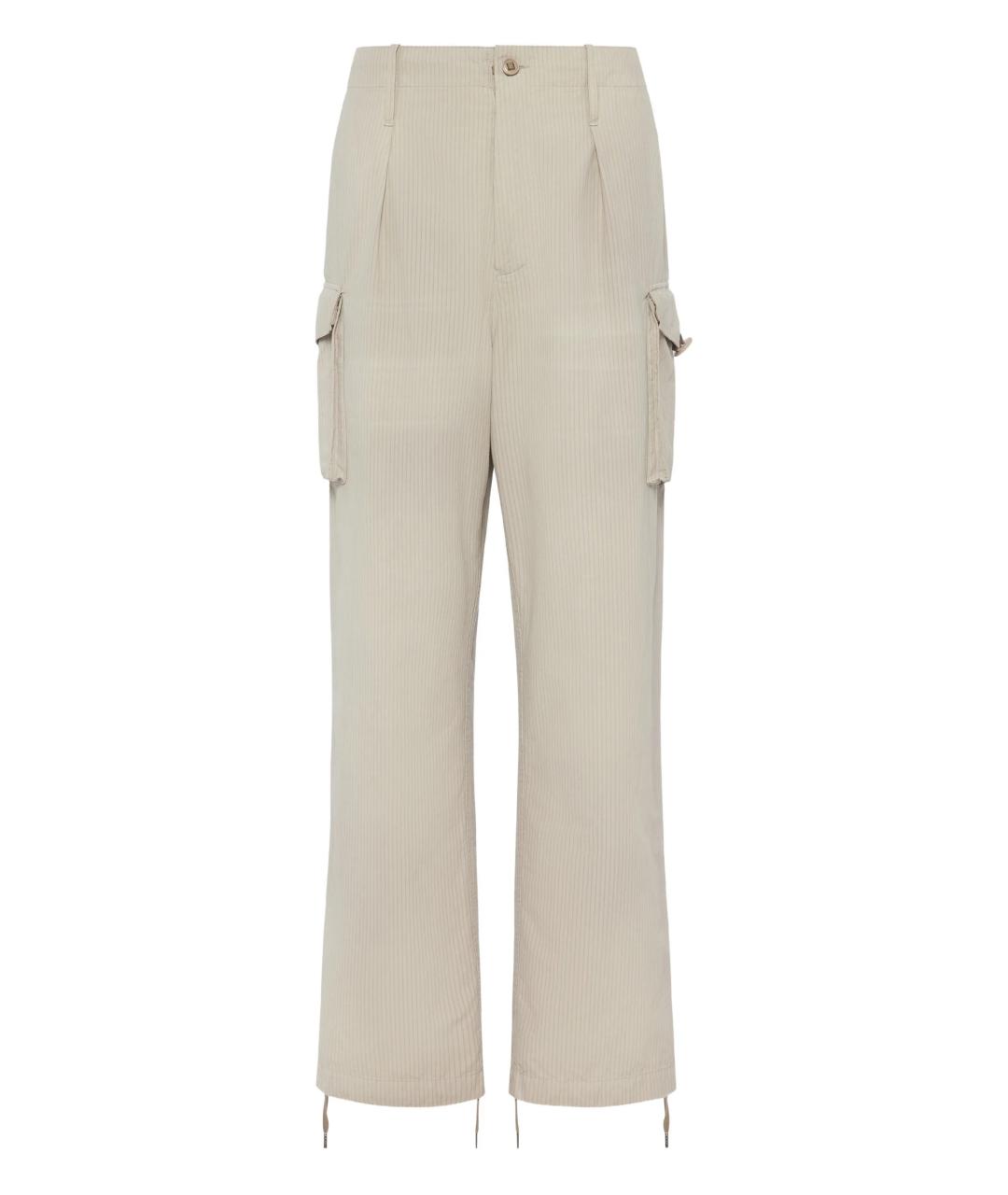 MAISON MARGIELA Бежевые хлопковые повседневные брюки, фото 1