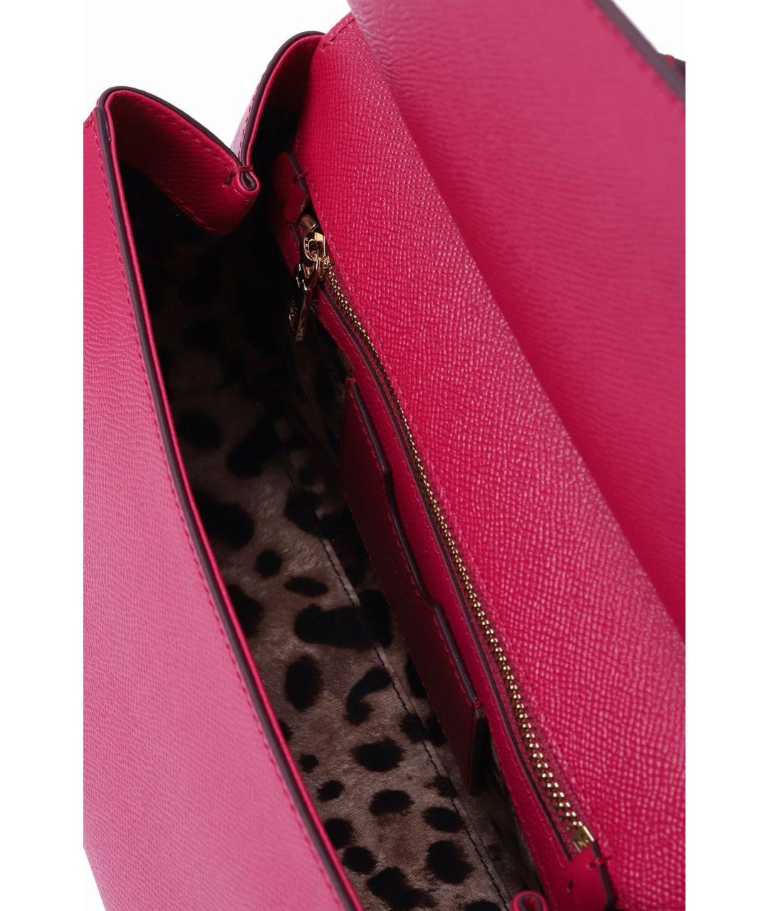 DOLCE&GABBANA Розовая кожаная сумка с короткими ручками, фото 4
