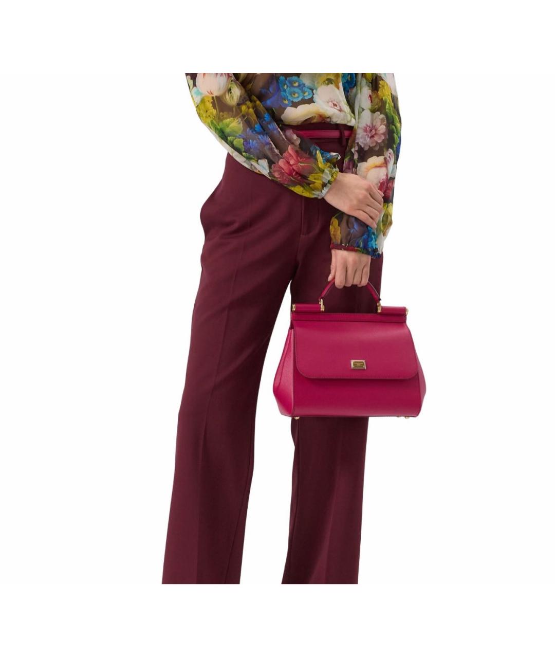 DOLCE&GABBANA Розовая кожаная сумка с короткими ручками, фото 5