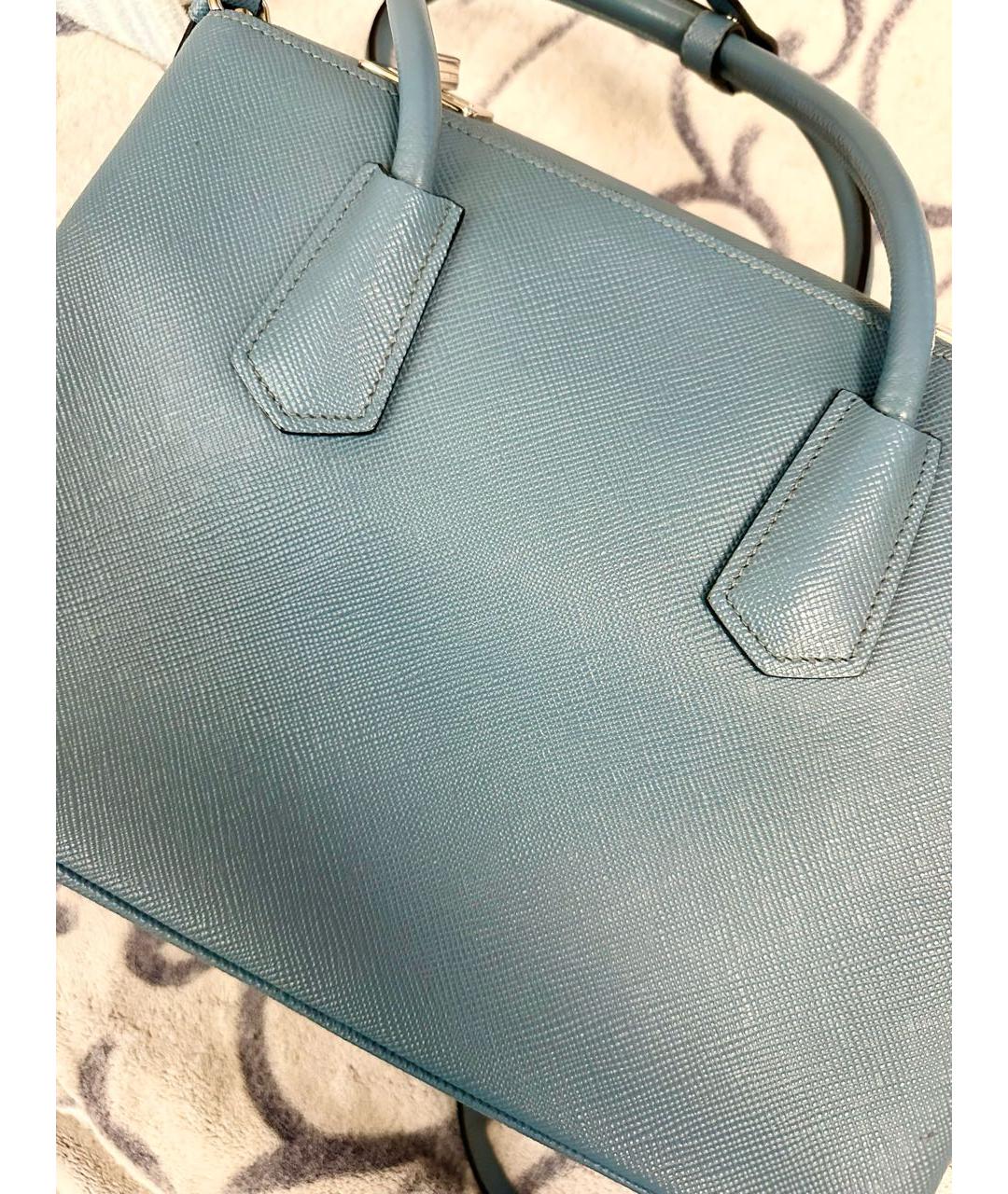 PRADA Голубая кожаная сумка тоут, фото 3