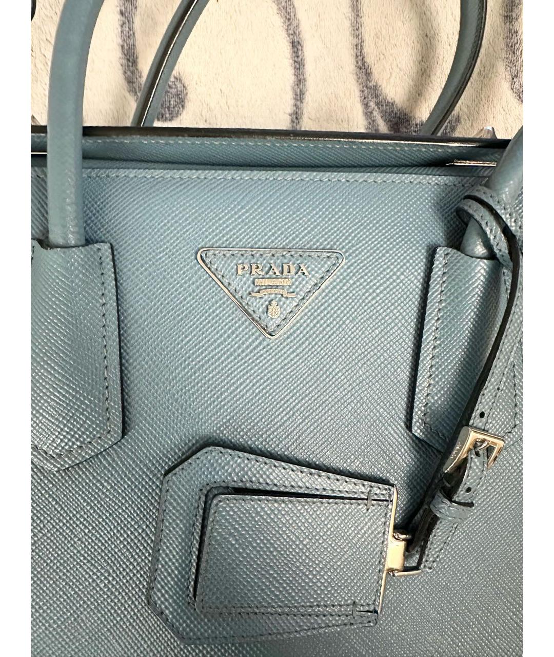 PRADA Голубая кожаная сумка тоут, фото 2