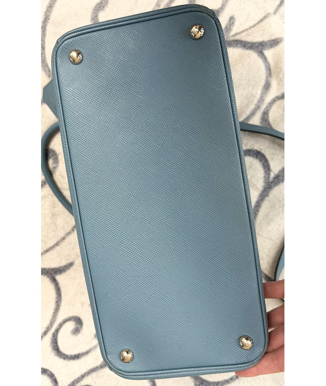 PRADA Голубая кожаная сумка тоут, фото 8