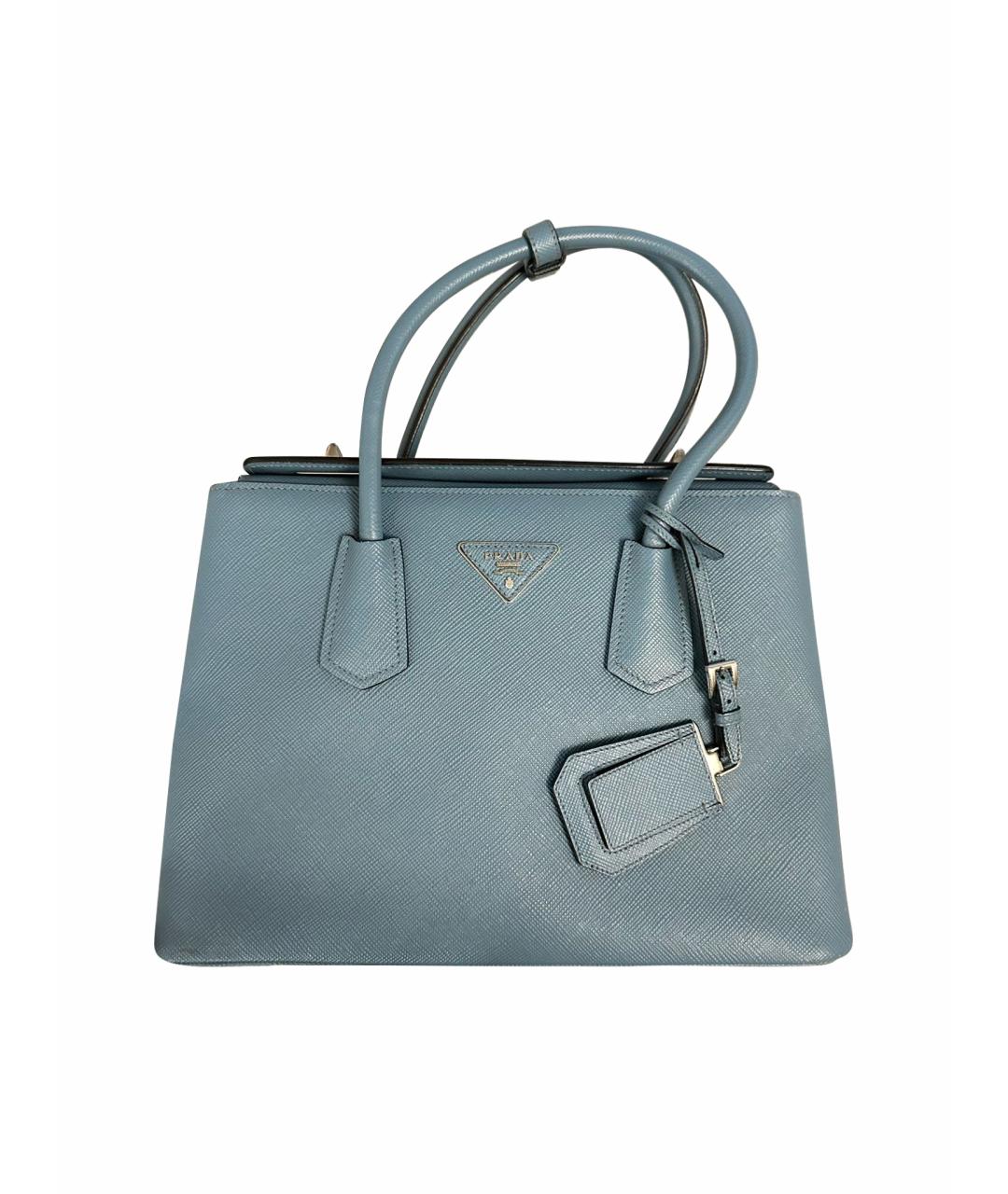 PRADA Голубая кожаная сумка тоут, фото 1