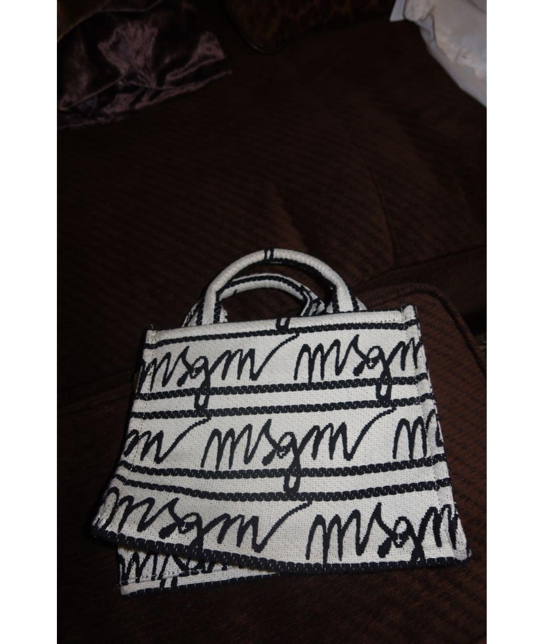 MSGM Белая тканевая сумка с короткими ручками, фото 4