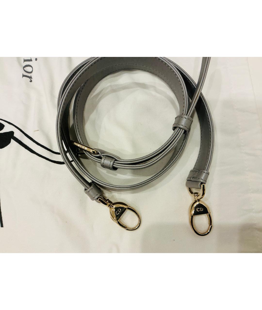 CHRISTIAN DIOR Серая кожаная сумка с короткими ручками, фото 4