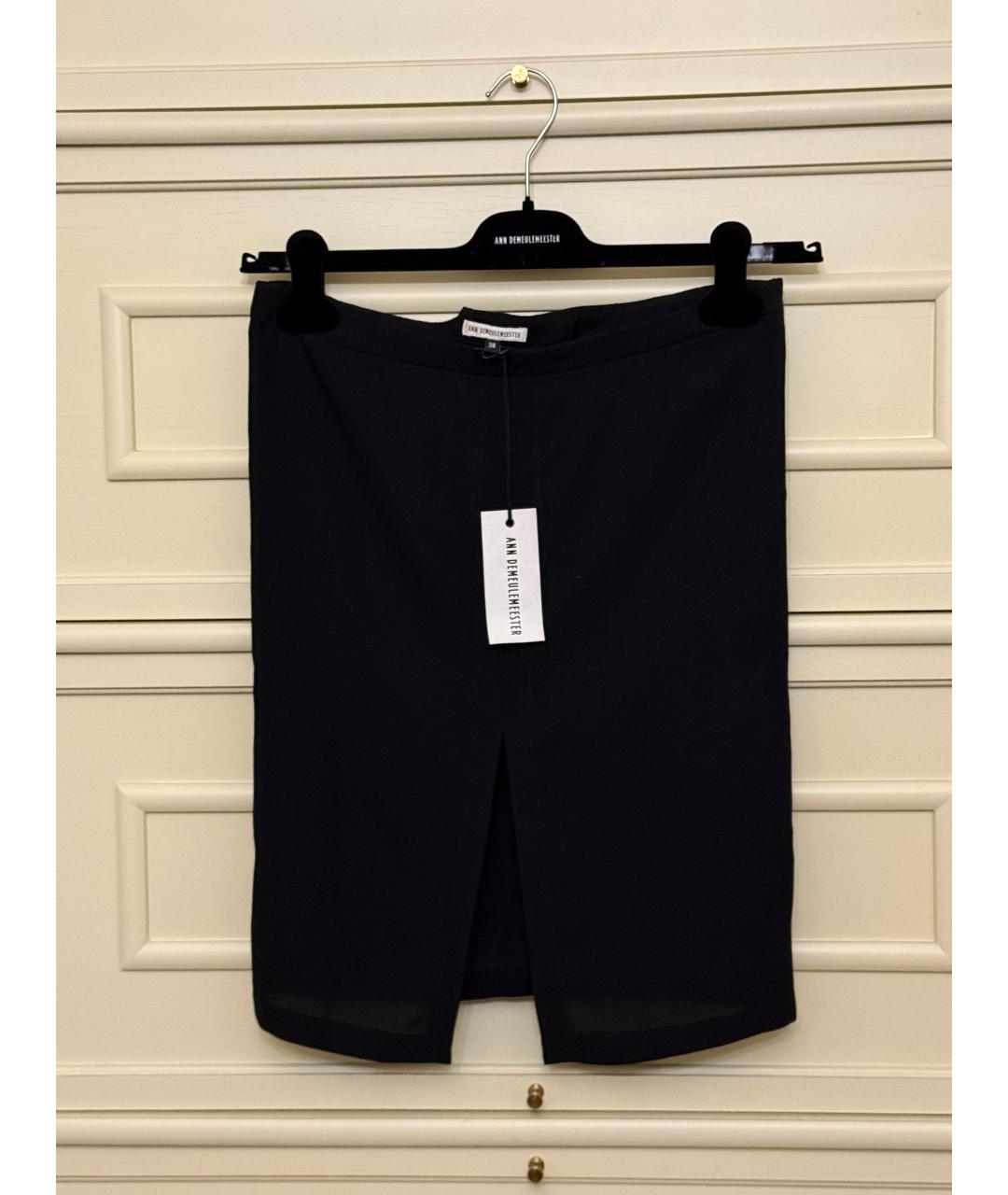 ANN DEMEULEMEESTER Черная шерстяная юбка мини, фото 5