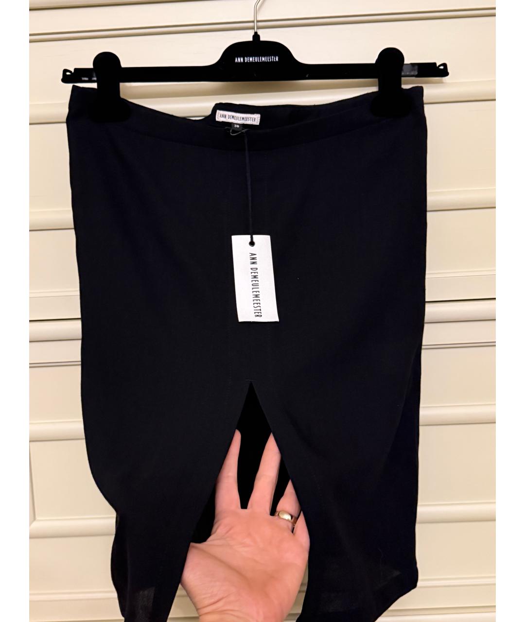 ANN DEMEULEMEESTER Черная шерстяная юбка мини, фото 4