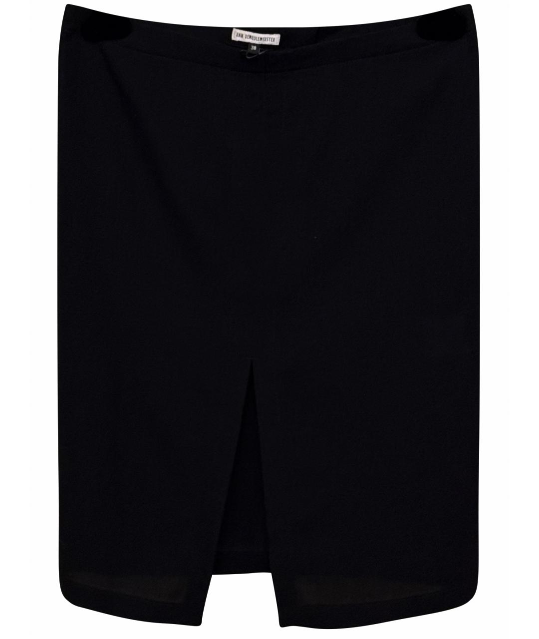 ANN DEMEULEMEESTER Черная шерстяная юбка мини, фото 1