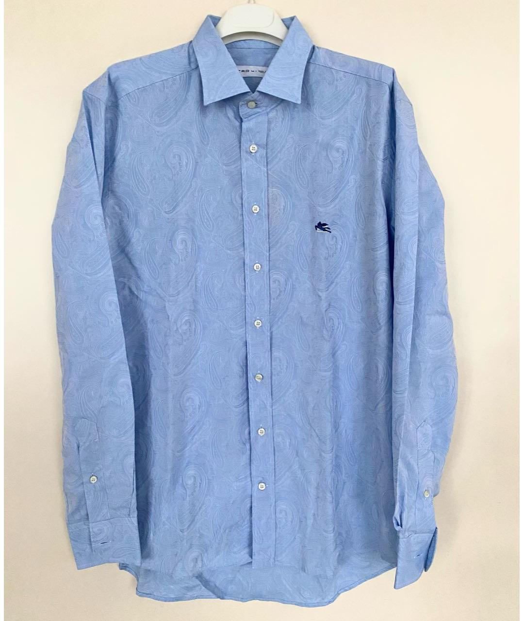 ETRO Голубая хлопковая классическая рубашка, фото 9