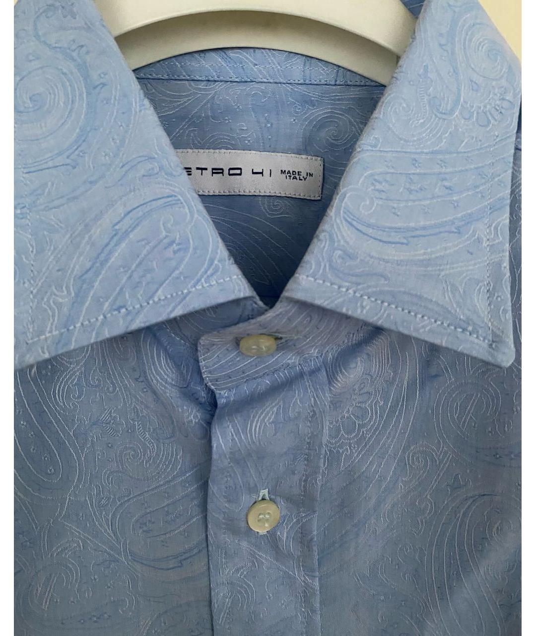 ETRO Голубая хлопковая классическая рубашка, фото 3