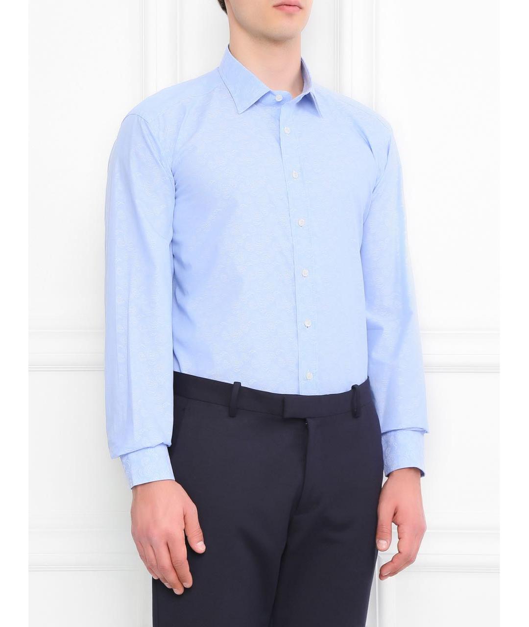 ETRO Голубая хлопковая классическая рубашка, фото 8