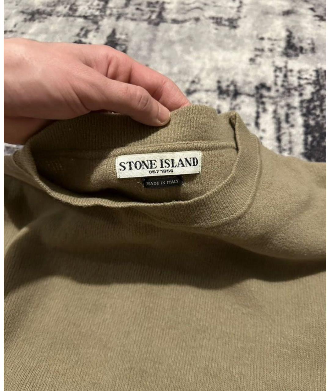 STONE ISLAND Горчичный шерстяной джемпер / свитер, фото 5