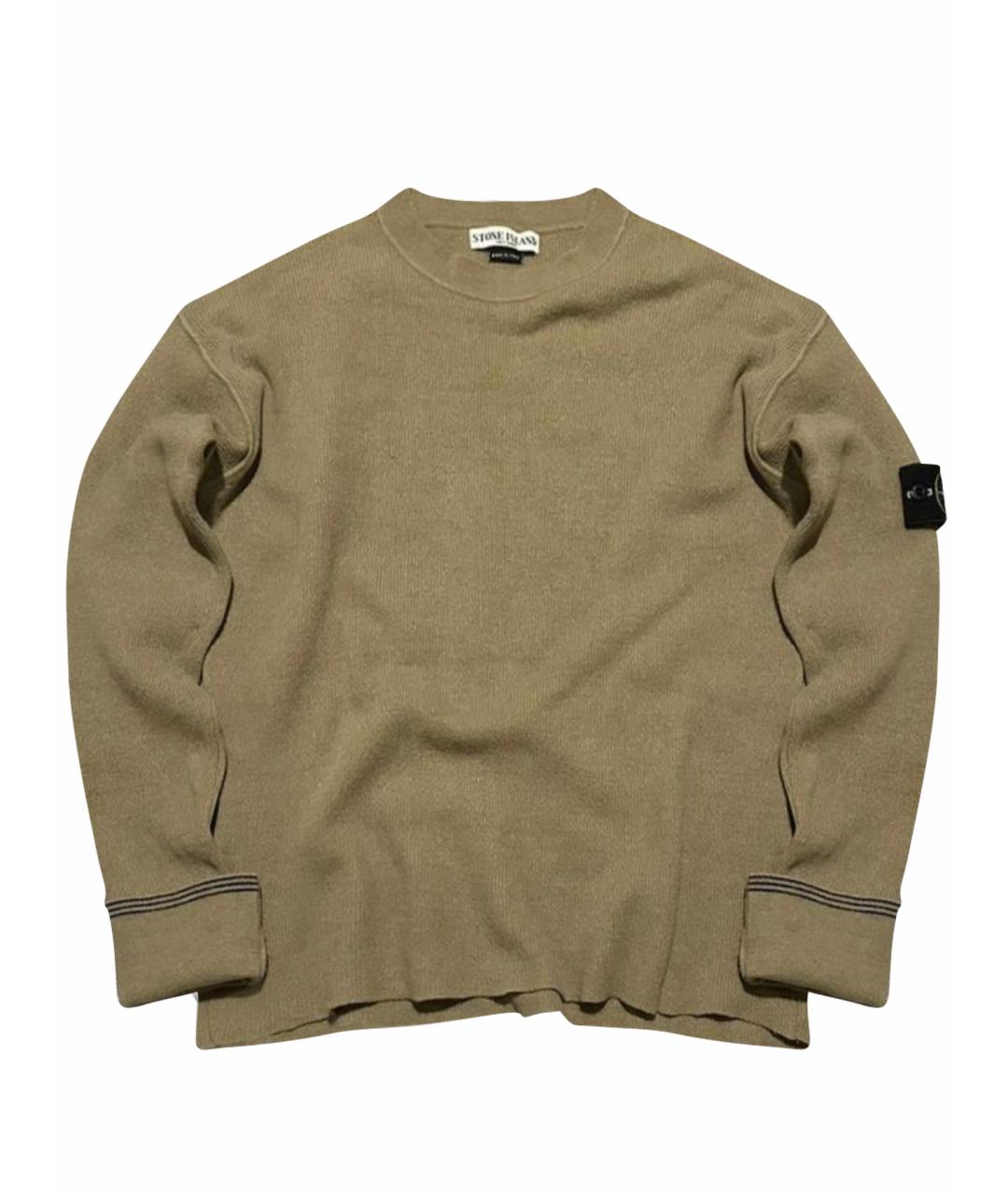 STONE ISLAND Горчичный шерстяной джемпер / свитер, фото 1